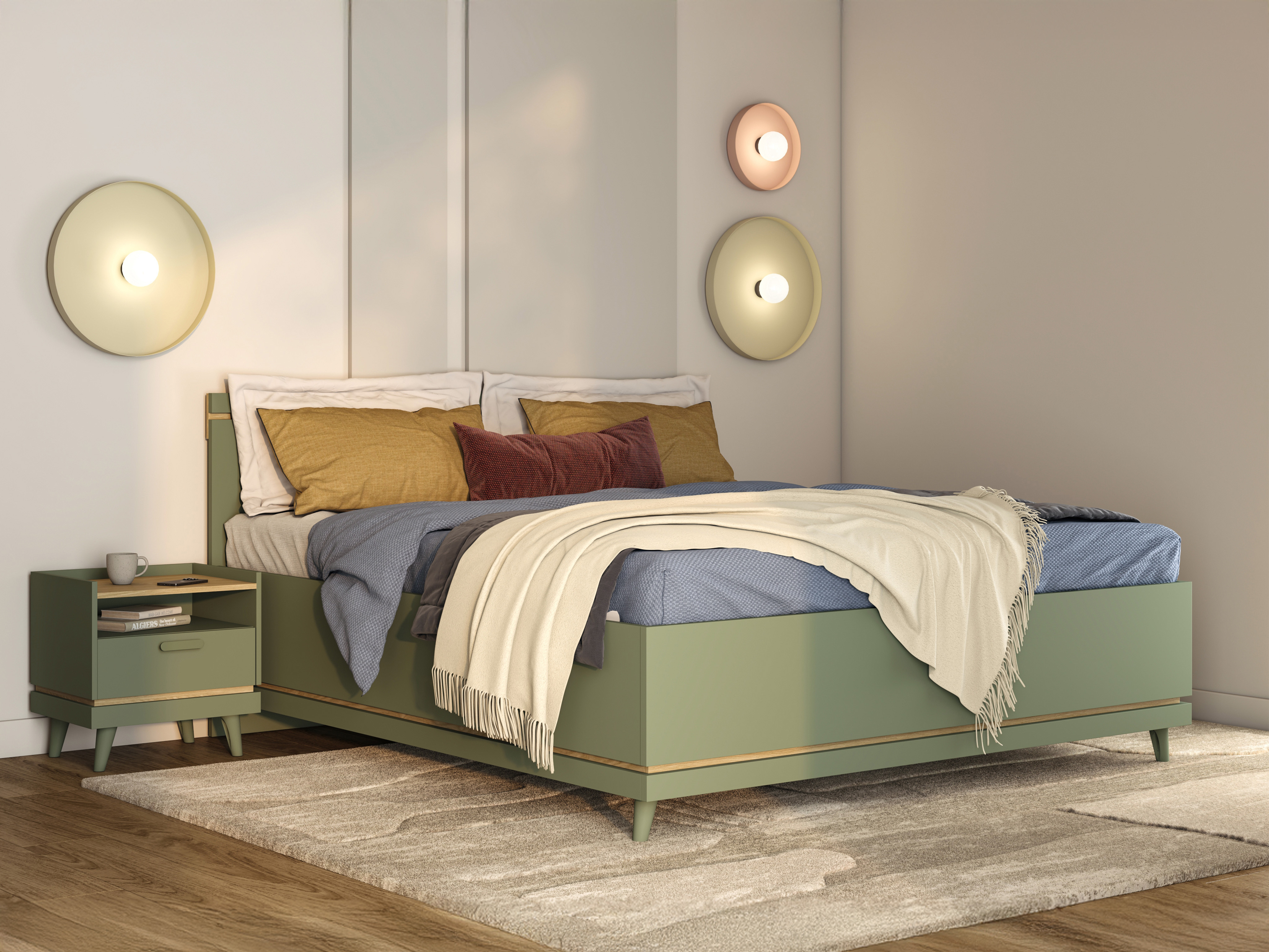 Letto Fertalu 107 (Verde + Quercia)