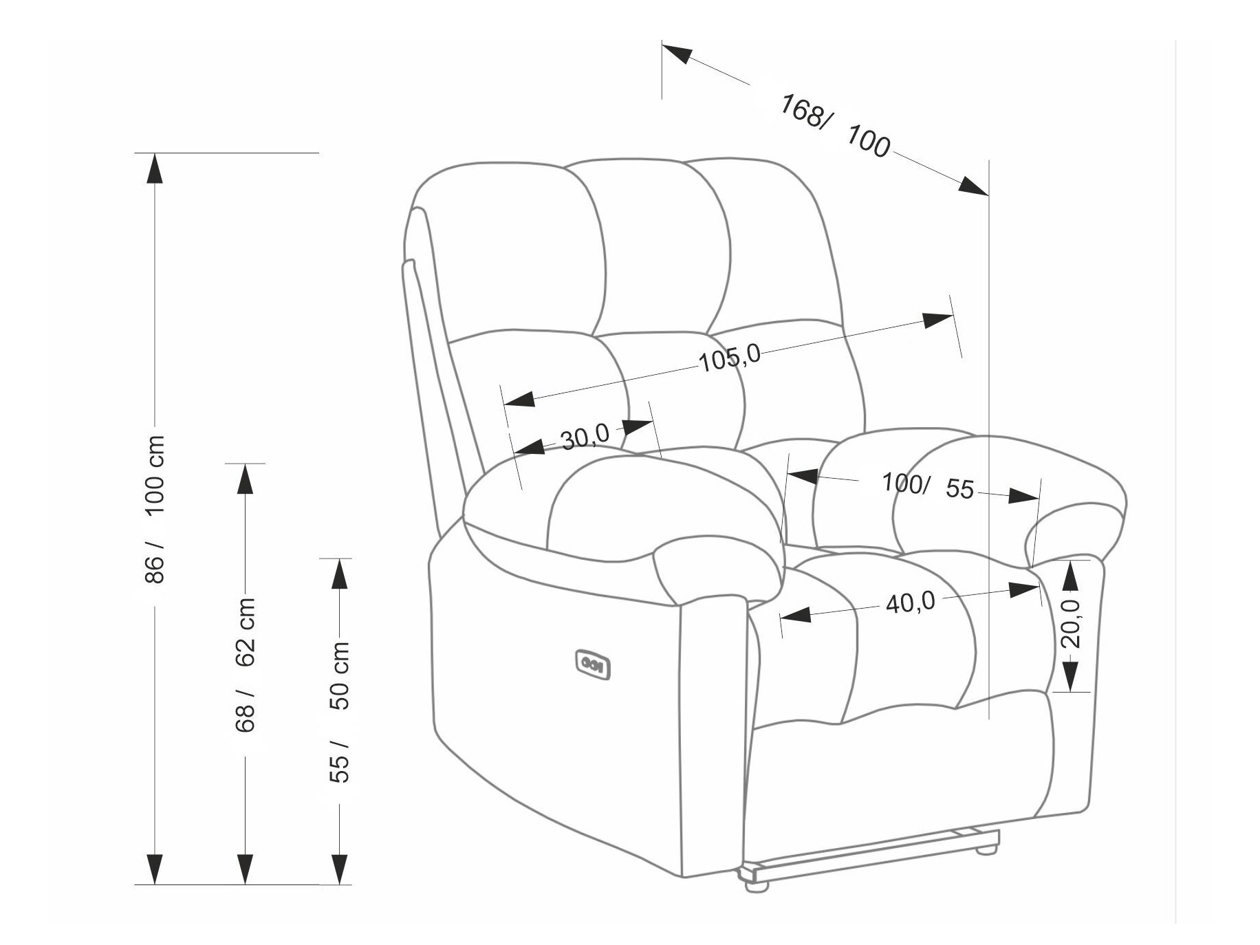 Poltrona regolabile Houston 2080 (Grigio)