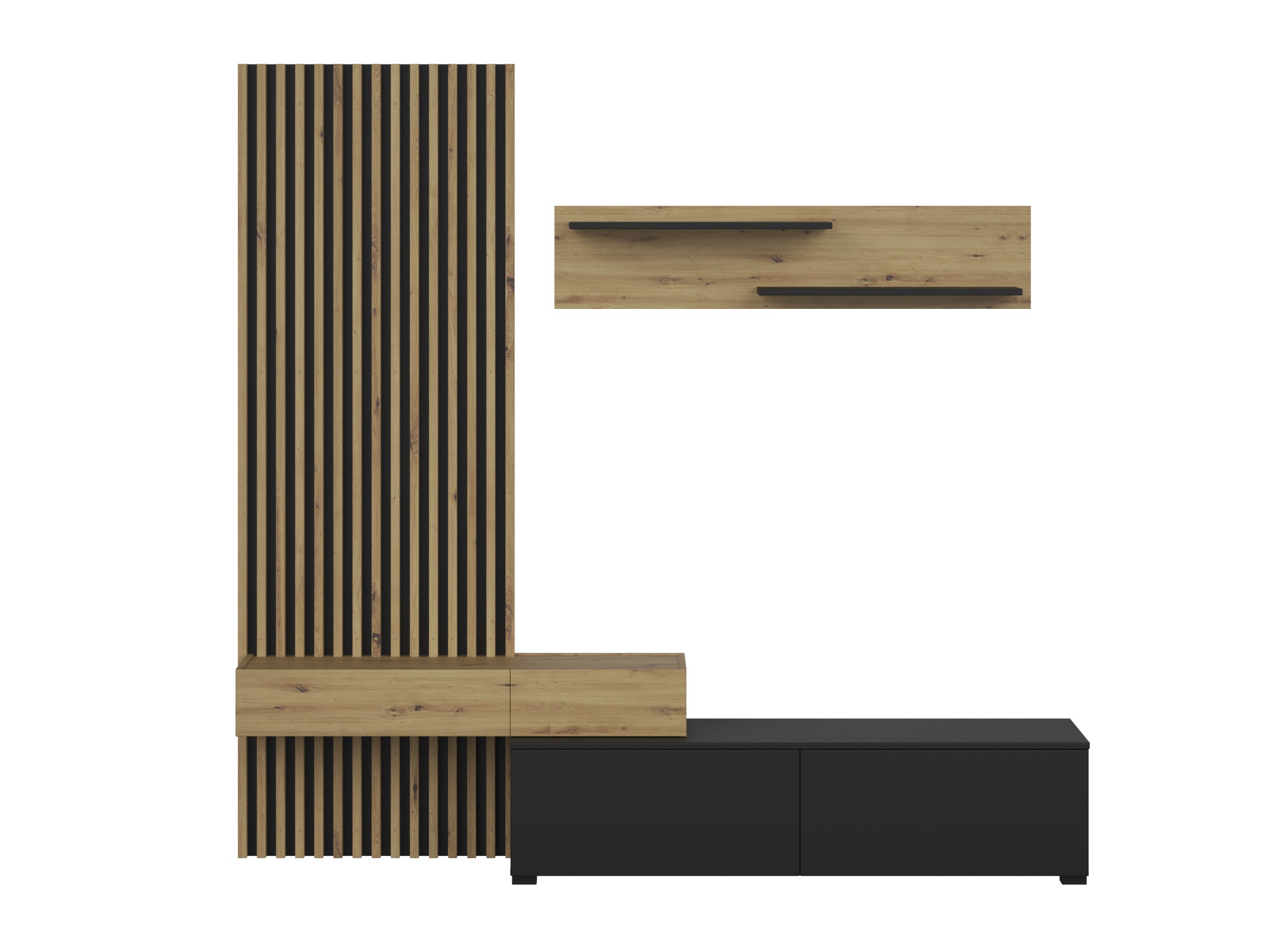 Parete attrezzata Houston 2086 (Nero + Rovere Artisan)