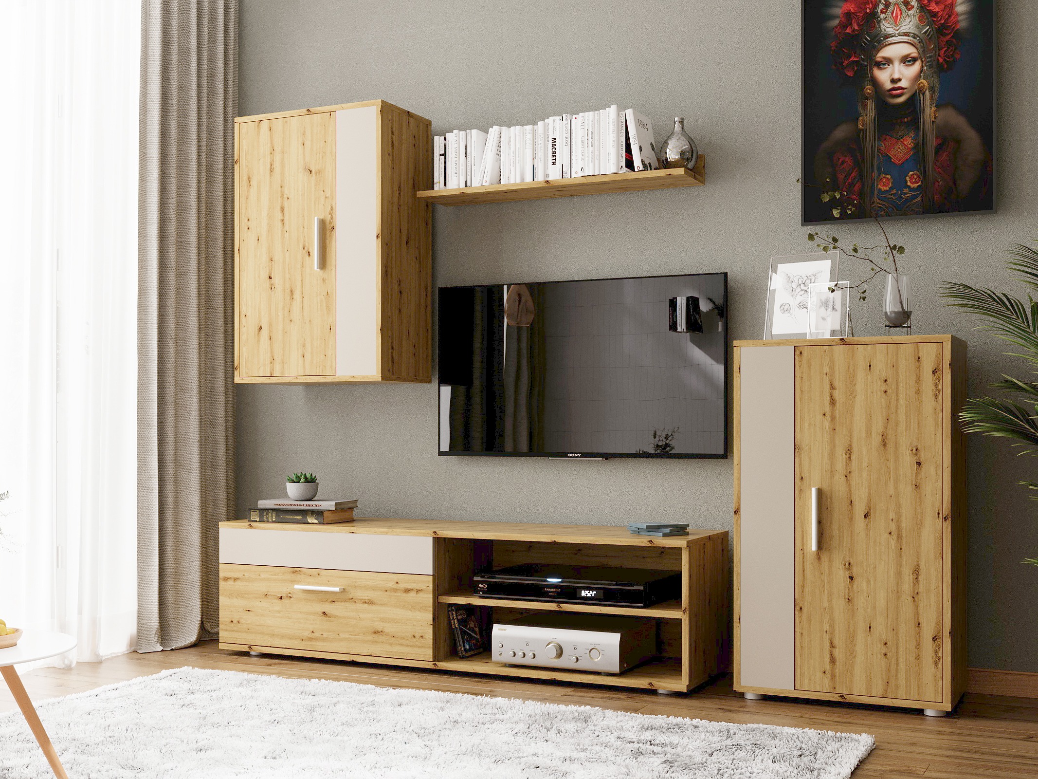 Parete attrezzata Houston 2087 (Rovere Artisan + Cachemire)