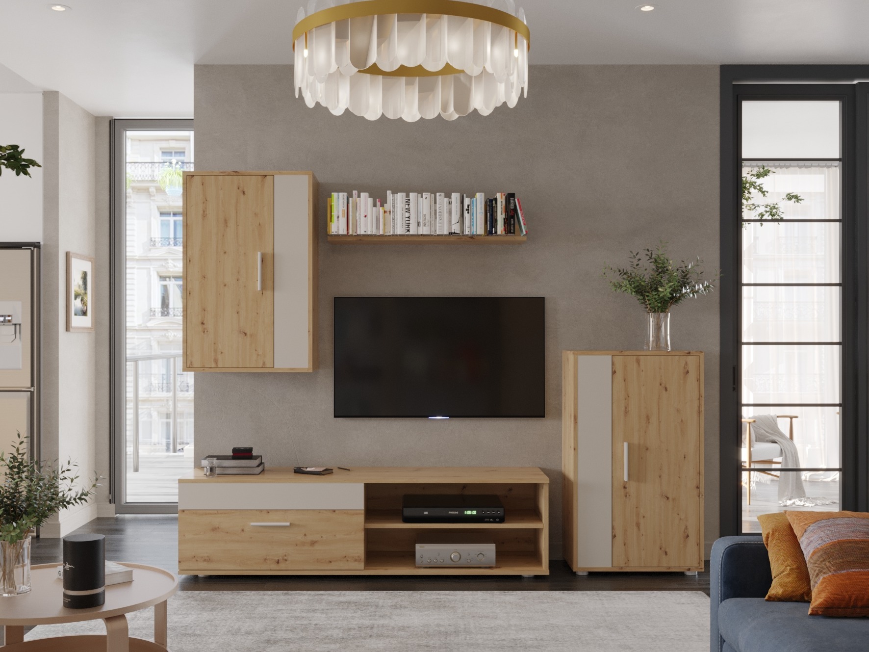 Parete attrezzata Houston 2087 (Rovere Artisan + Cachemire)