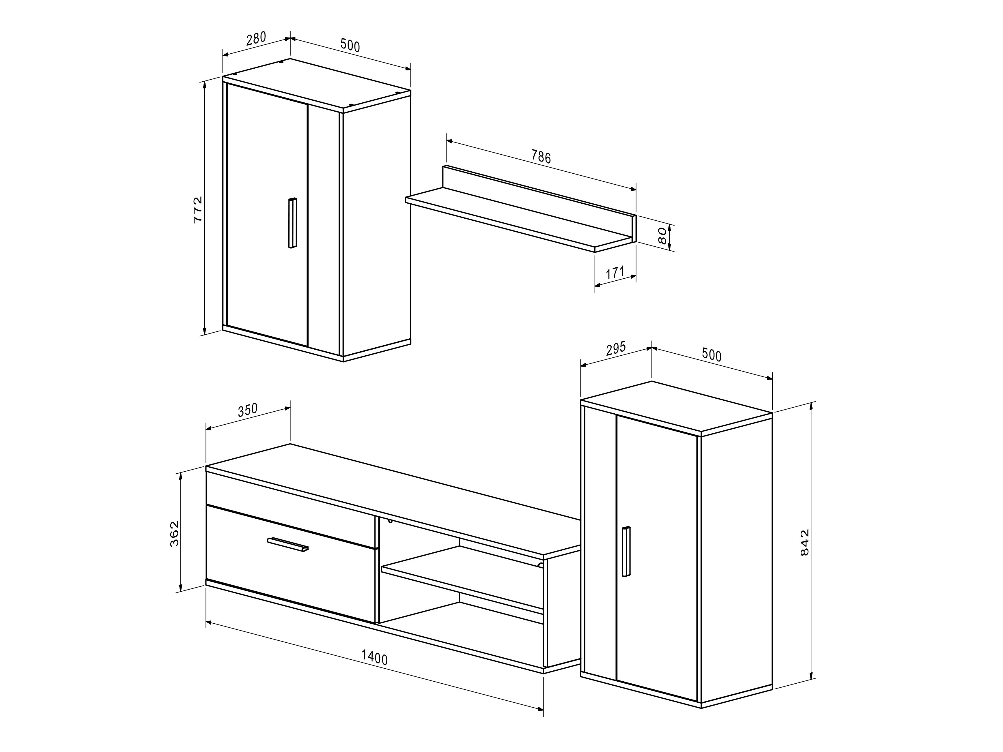 Parete attrezzata Houston 2087 (Rovere Artisan + Cachemire)