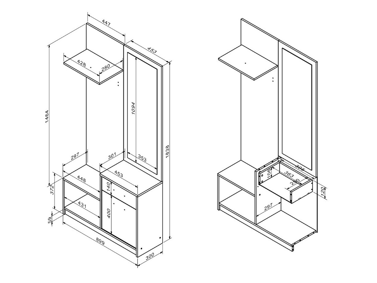 Set arredo da corridoio Houston 2084 (Rovere Artisan + Cachemire)
