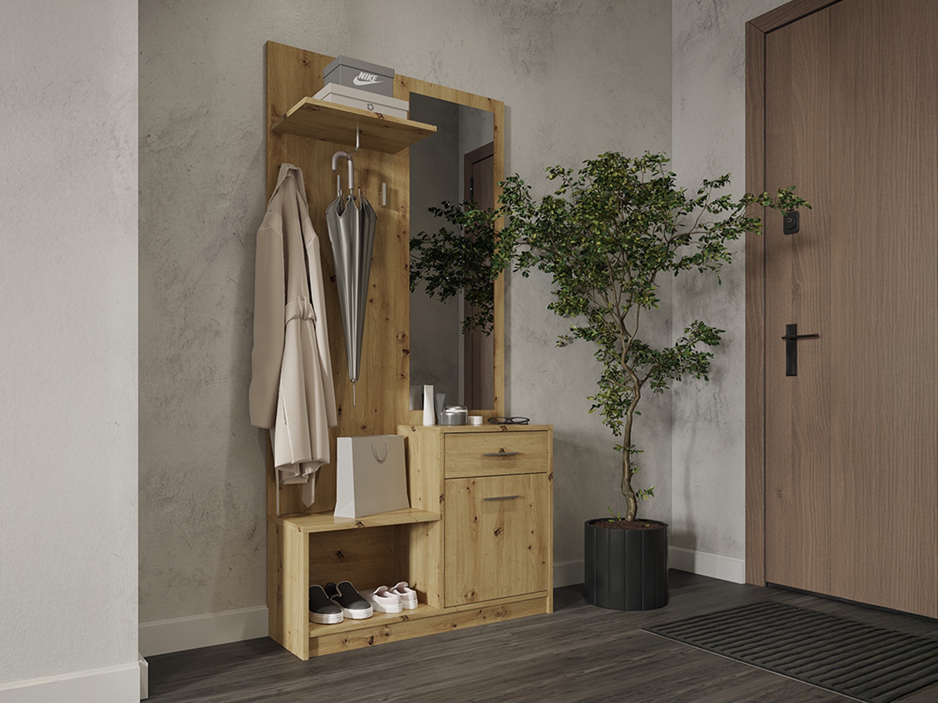 Set arredo da corridoio Houston 2084 (Rovere Artisan)