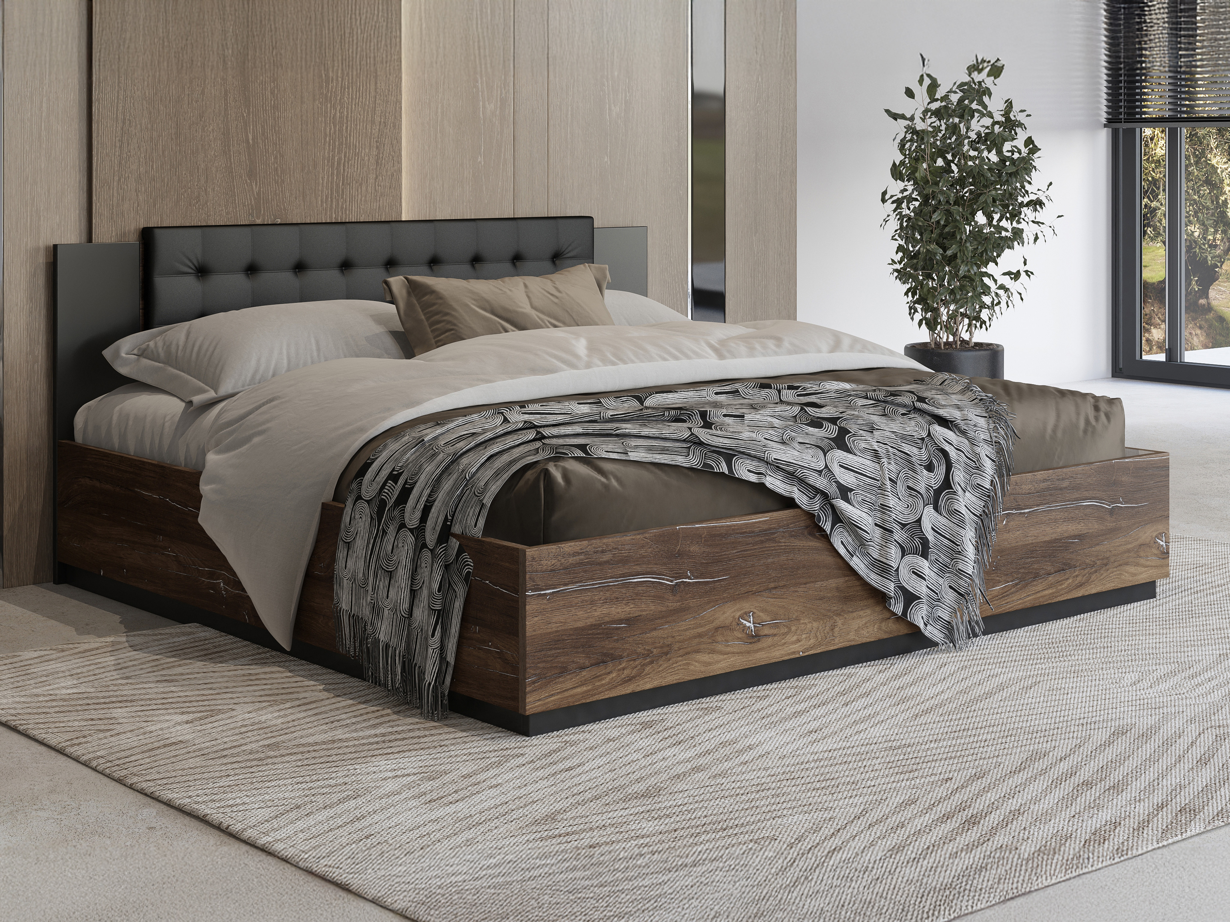 Letto Felelie 104 (Rovere Flagstaff scuro + Argento)