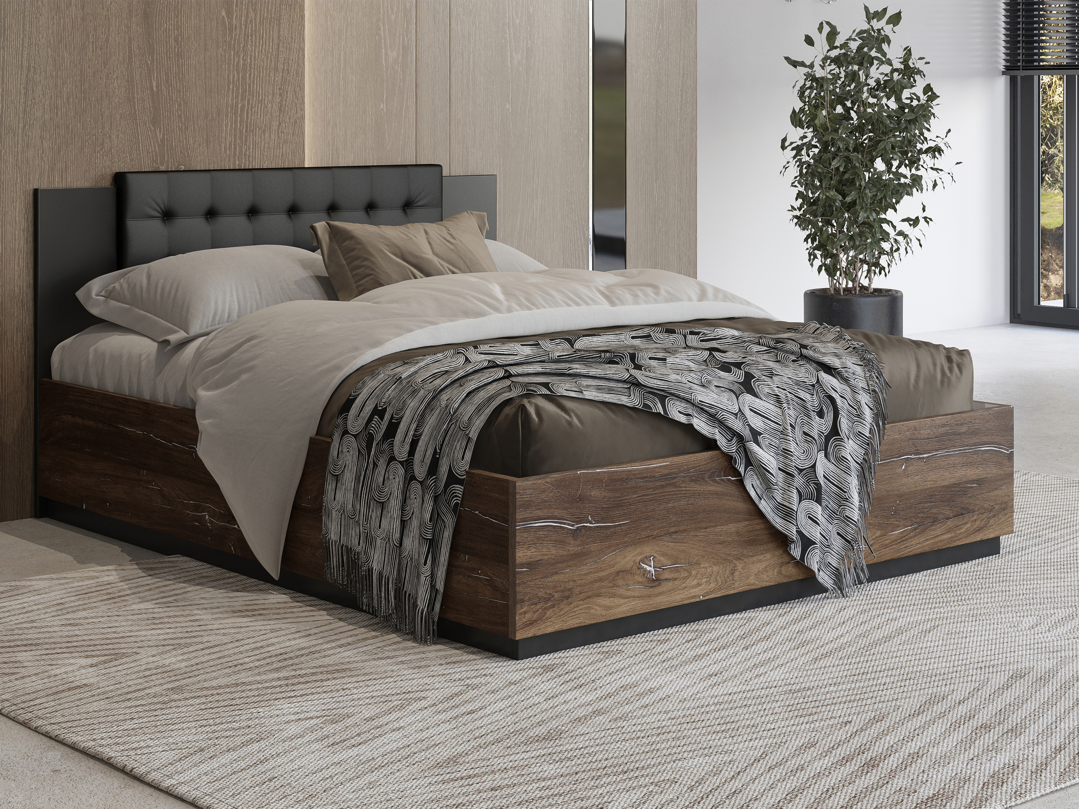 Letto Felelie 104 (Rovere Flagstaff scuro + Argento)