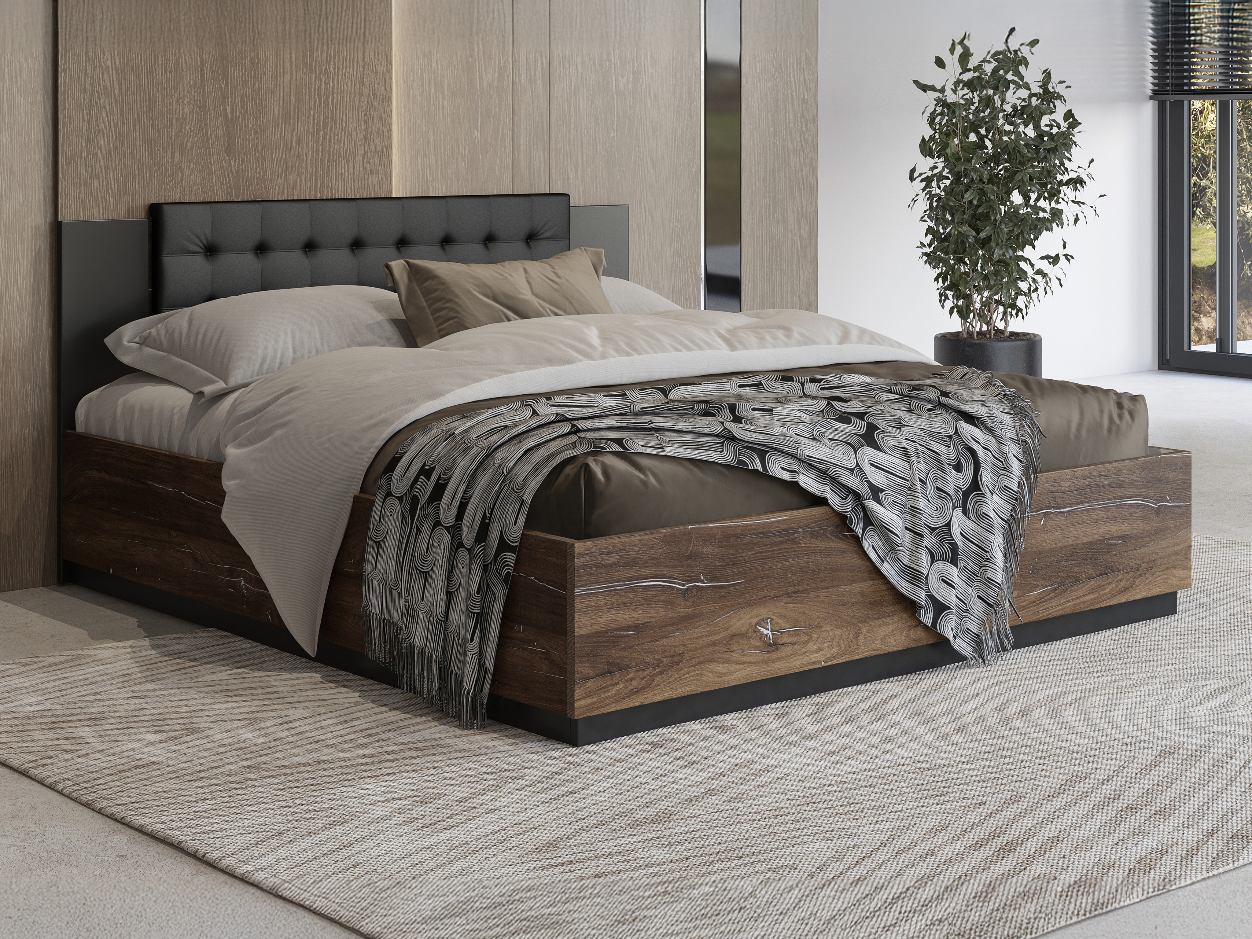 Letto Felelie 104 (Rovere Flagstaff scuro + Argento)
