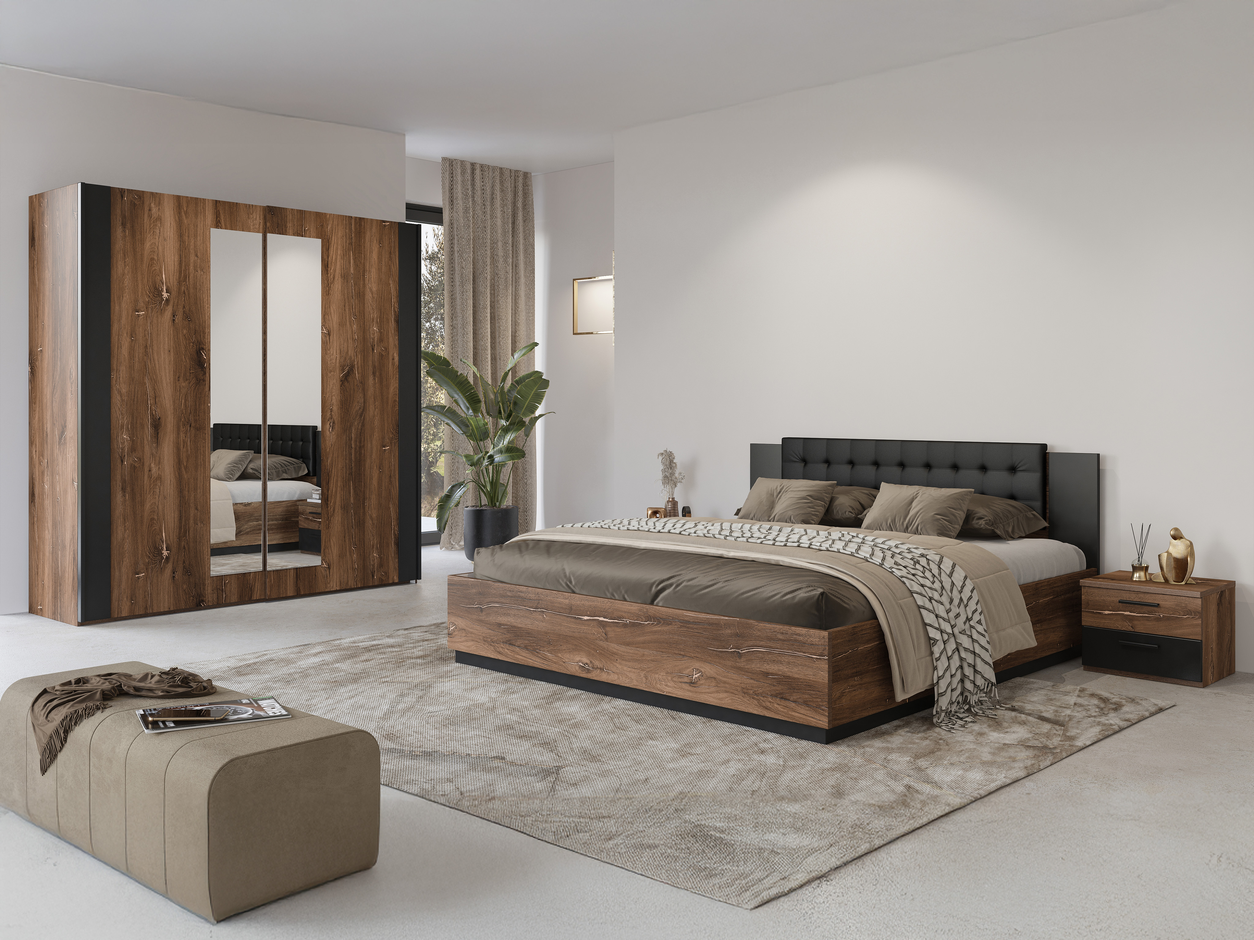 Letto Felelie 104 (Rovere Flagstaff scuro + Rame)
