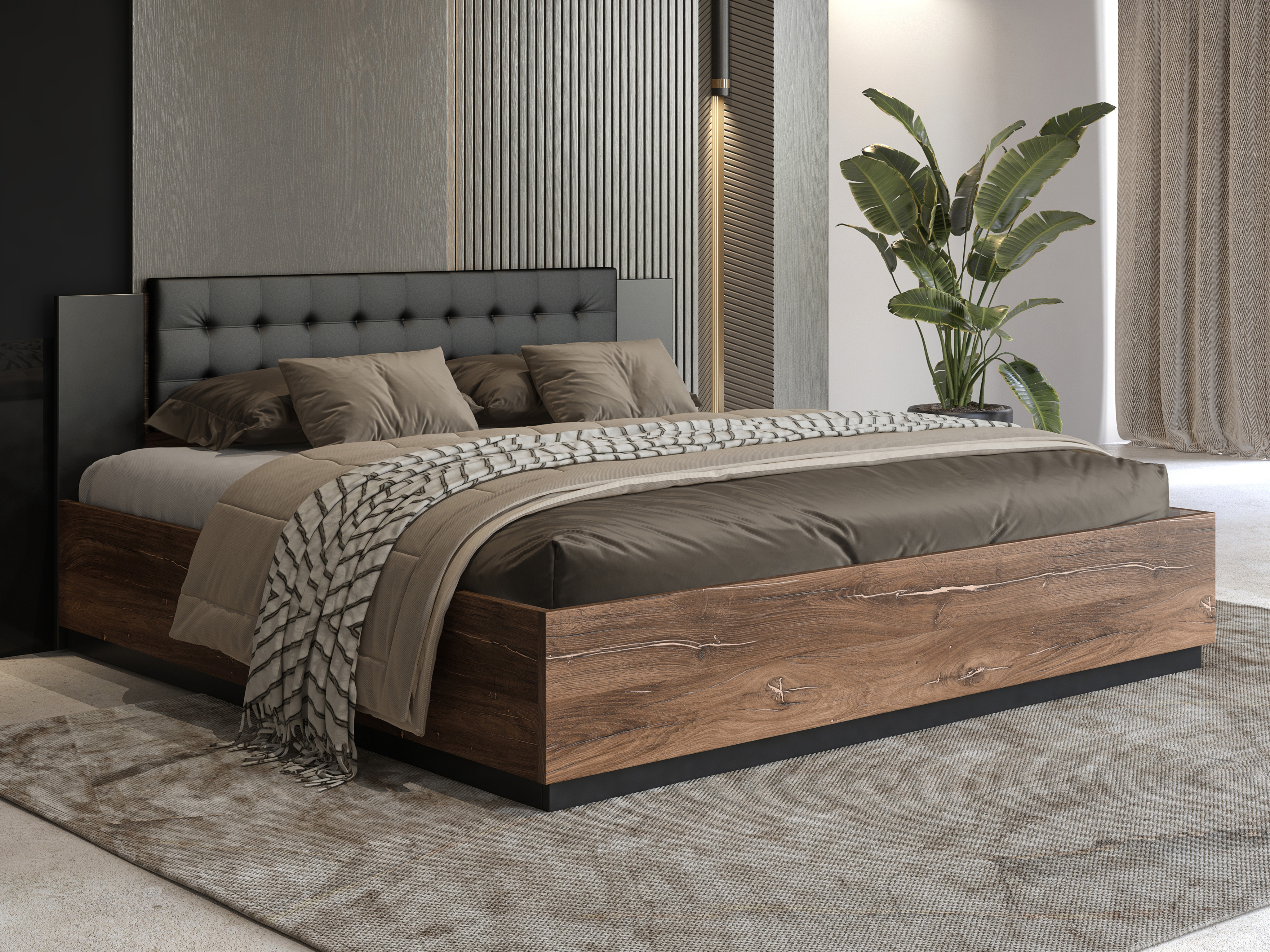 Letto Felelie 104 (Rovere Flagstaff scuro + Rame)