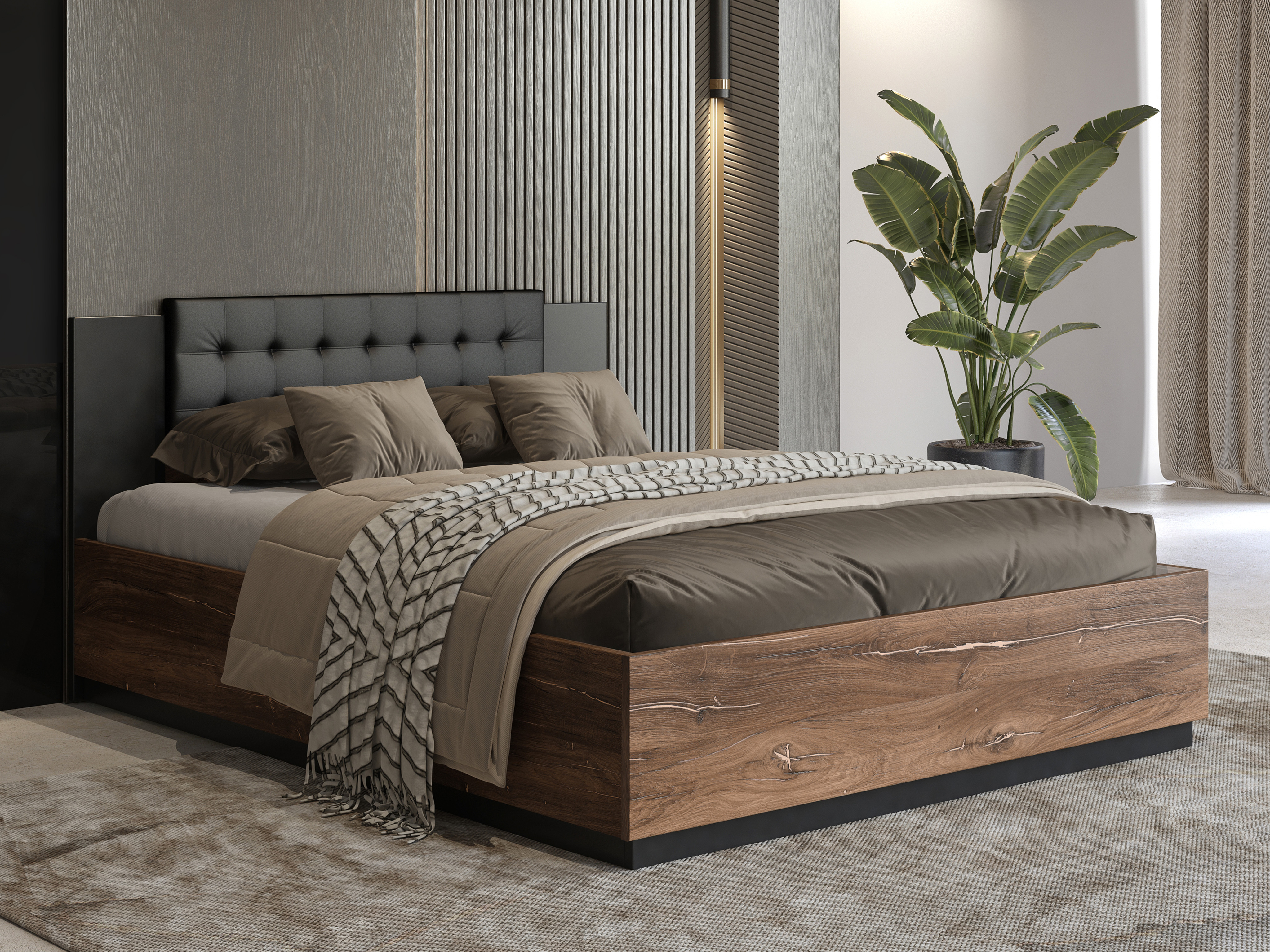 Letto Felelie 104 (Rovere Flagstaff scuro + Rame)