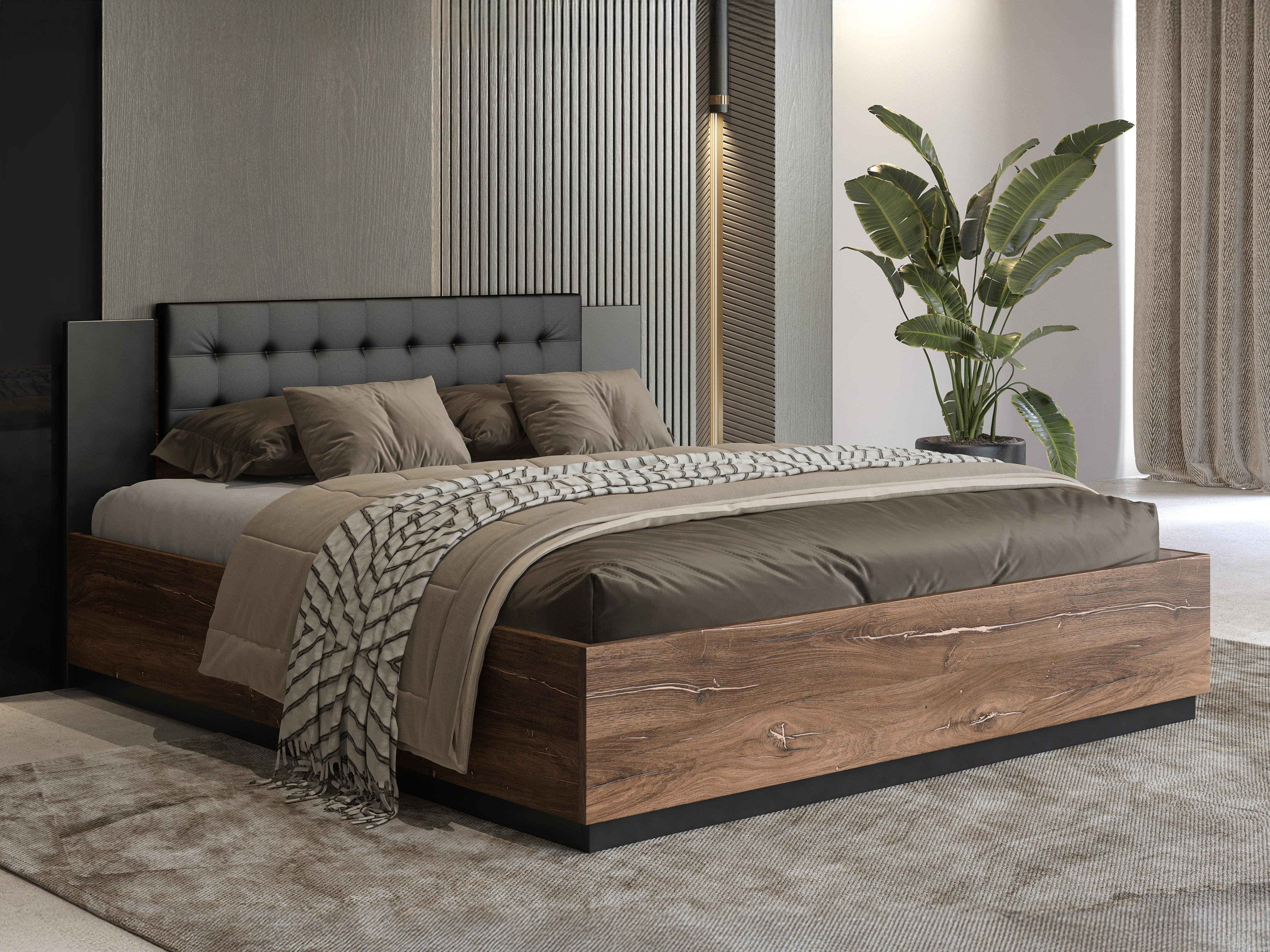 Letto Felelie 104 (Rovere Flagstaff scuro + Rame)