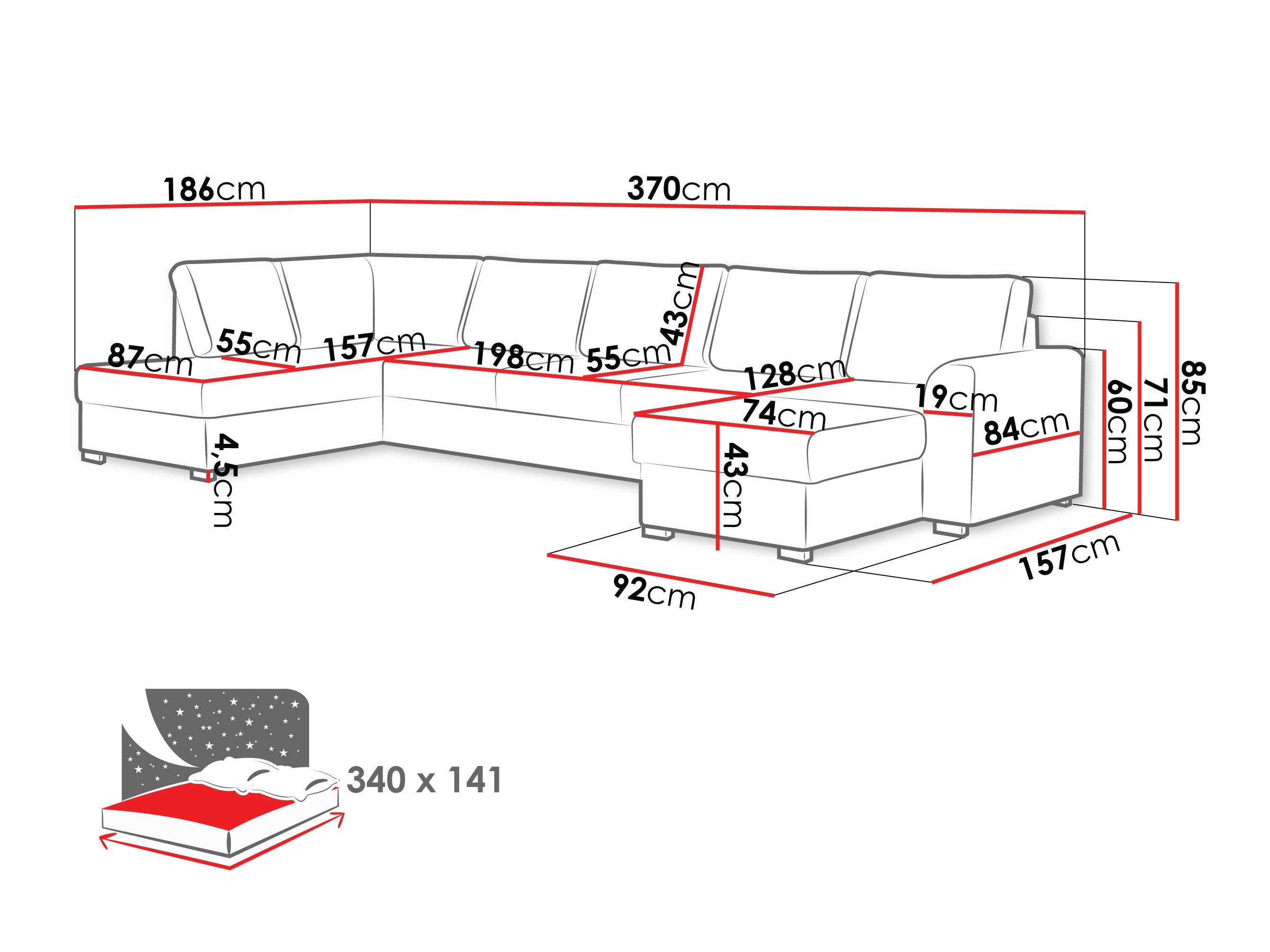 Divano angolare Comfivo Flumen III (Piano 28)