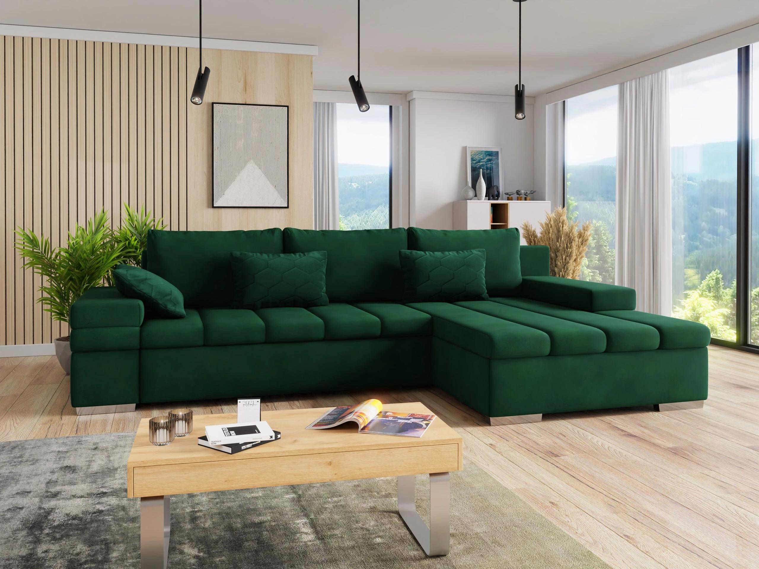 Divano angolare Comfivo Olivetum II (Uttario Velvet 2951 + Magic Velvet Pik 2225)