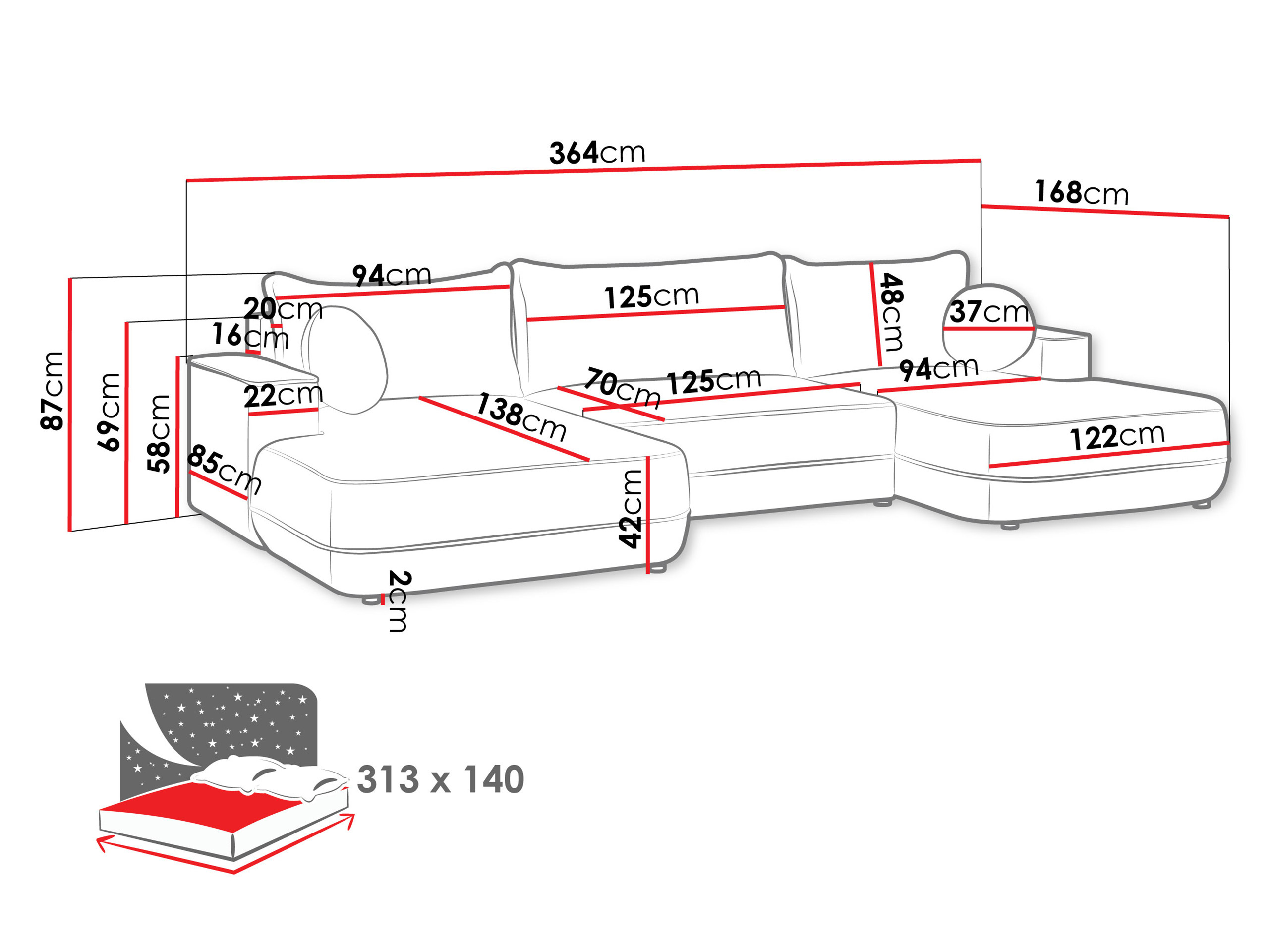 Divano angolare Magal (Velo 621)