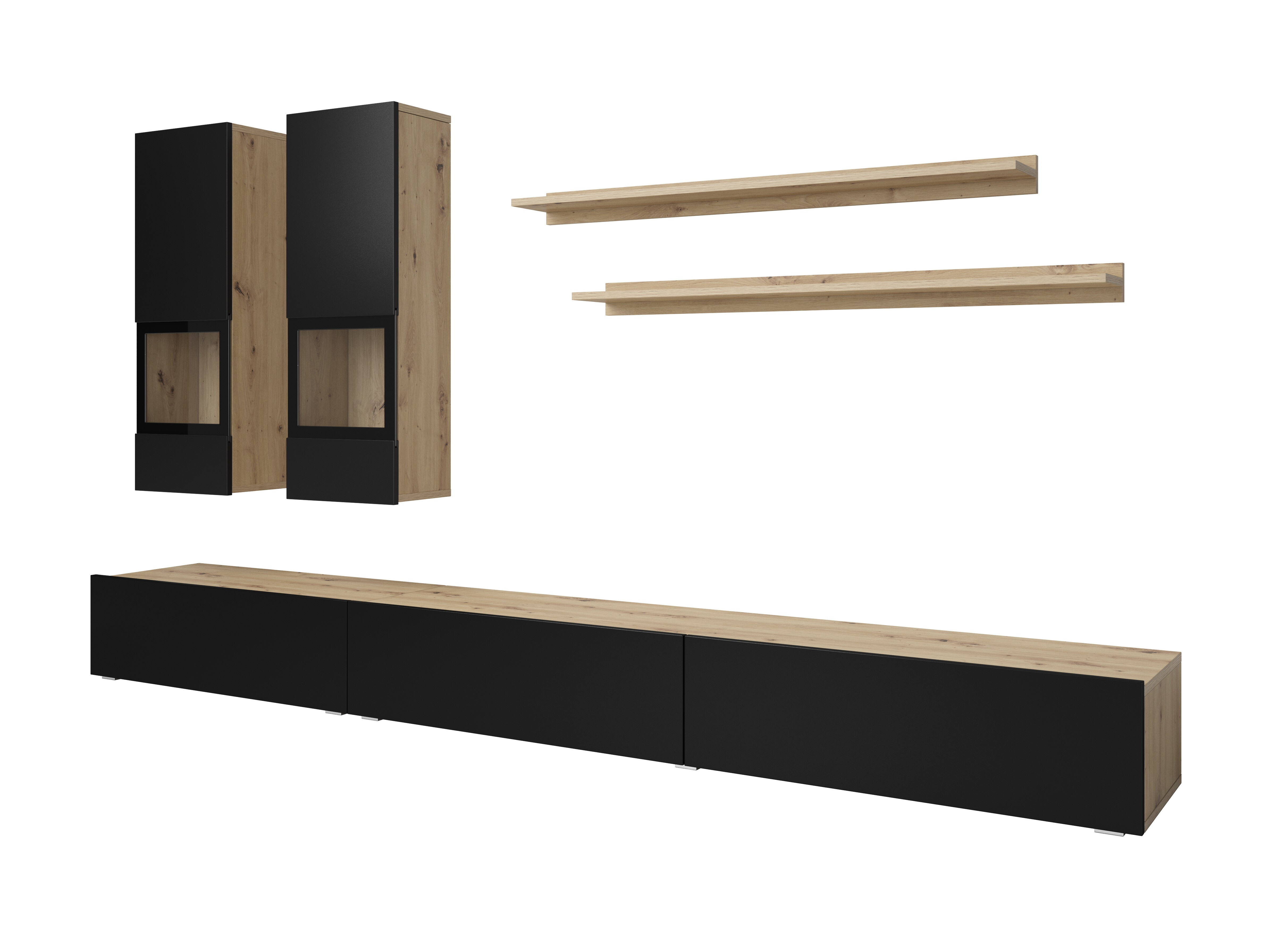 Parete attrezzata Serodeu 104 (Rovere Artisan + Nero opaco)