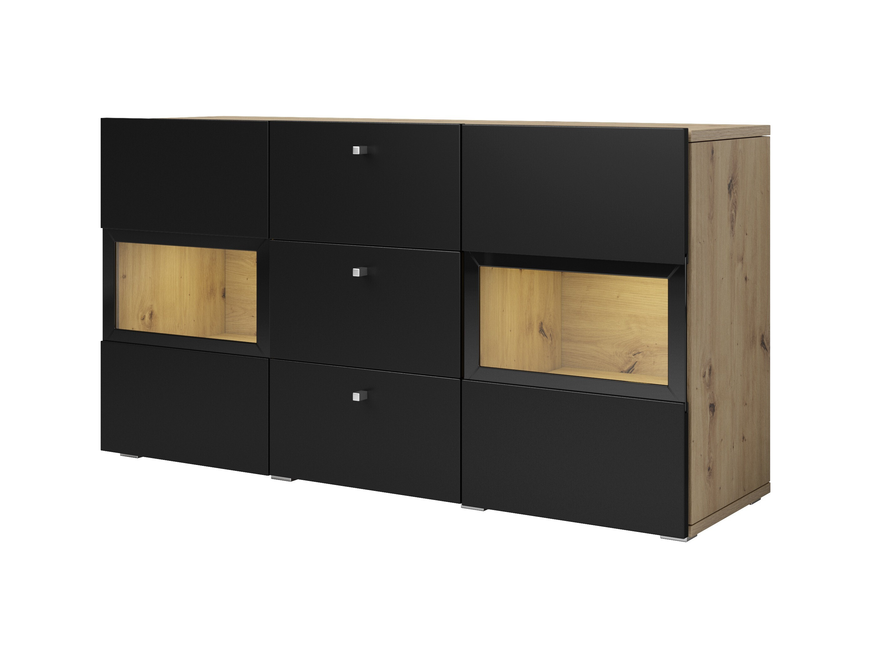 Parete attrezzata Serodeu 104 (Rovere Artisan + Nero opaco)