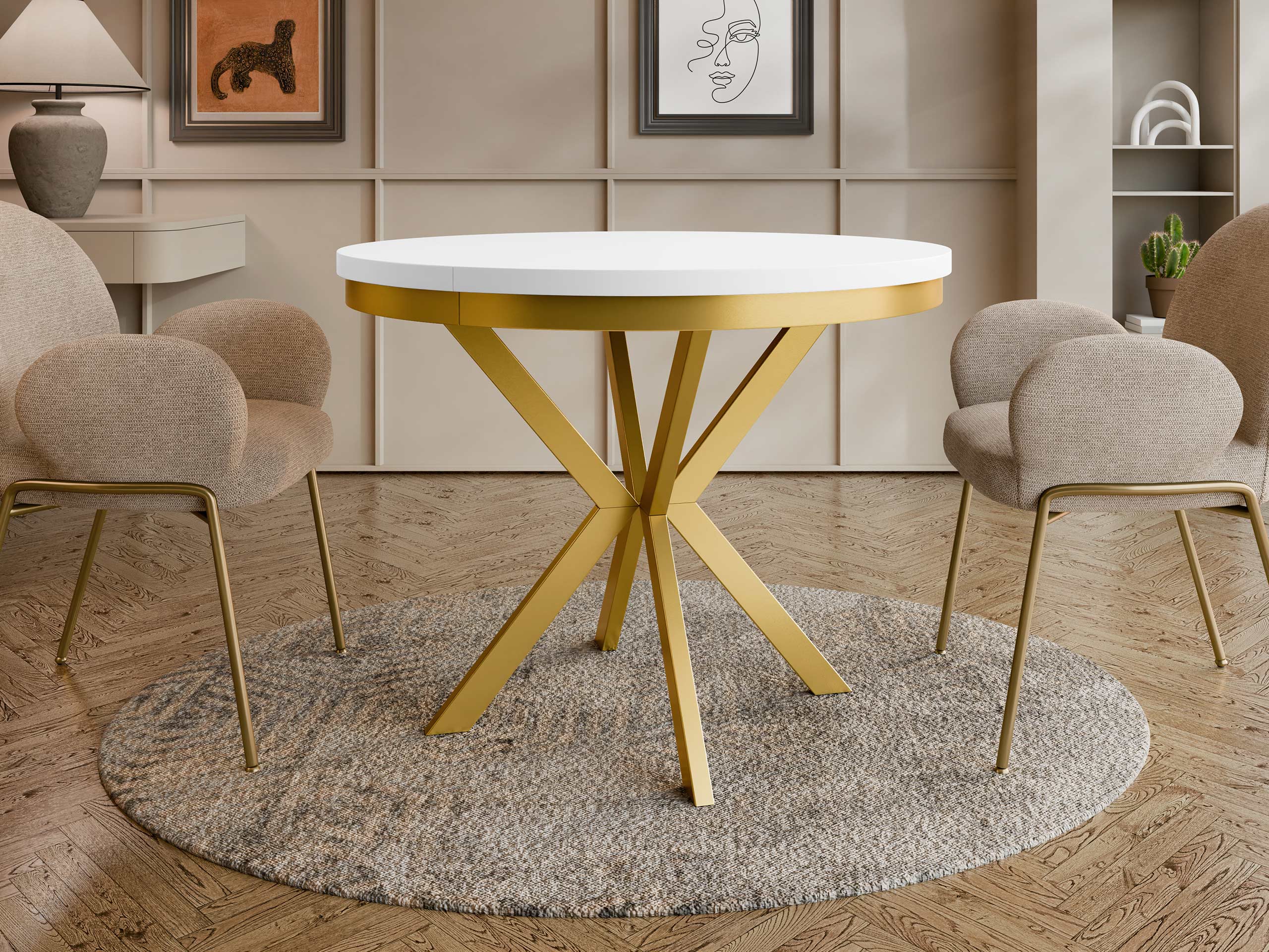 Tavolo Oswego 155 (Bianco + D'oro)