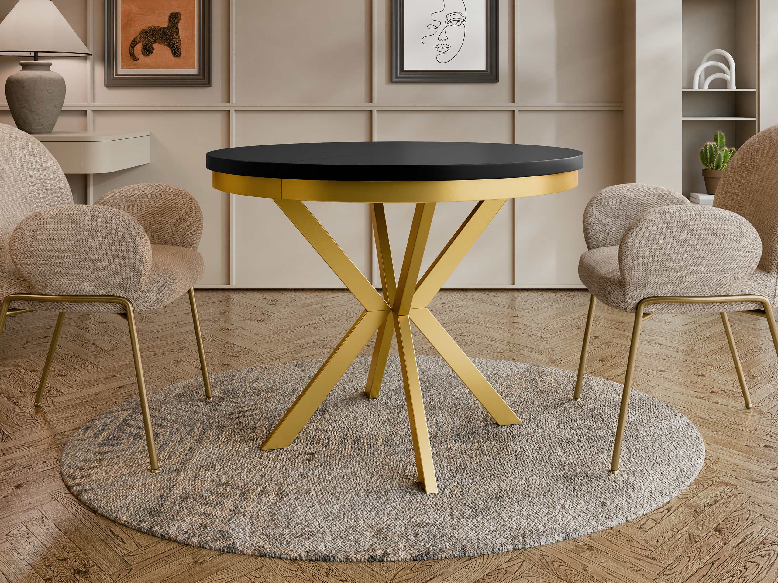 Tavolo Oswego 155 (Nero + D'oro)