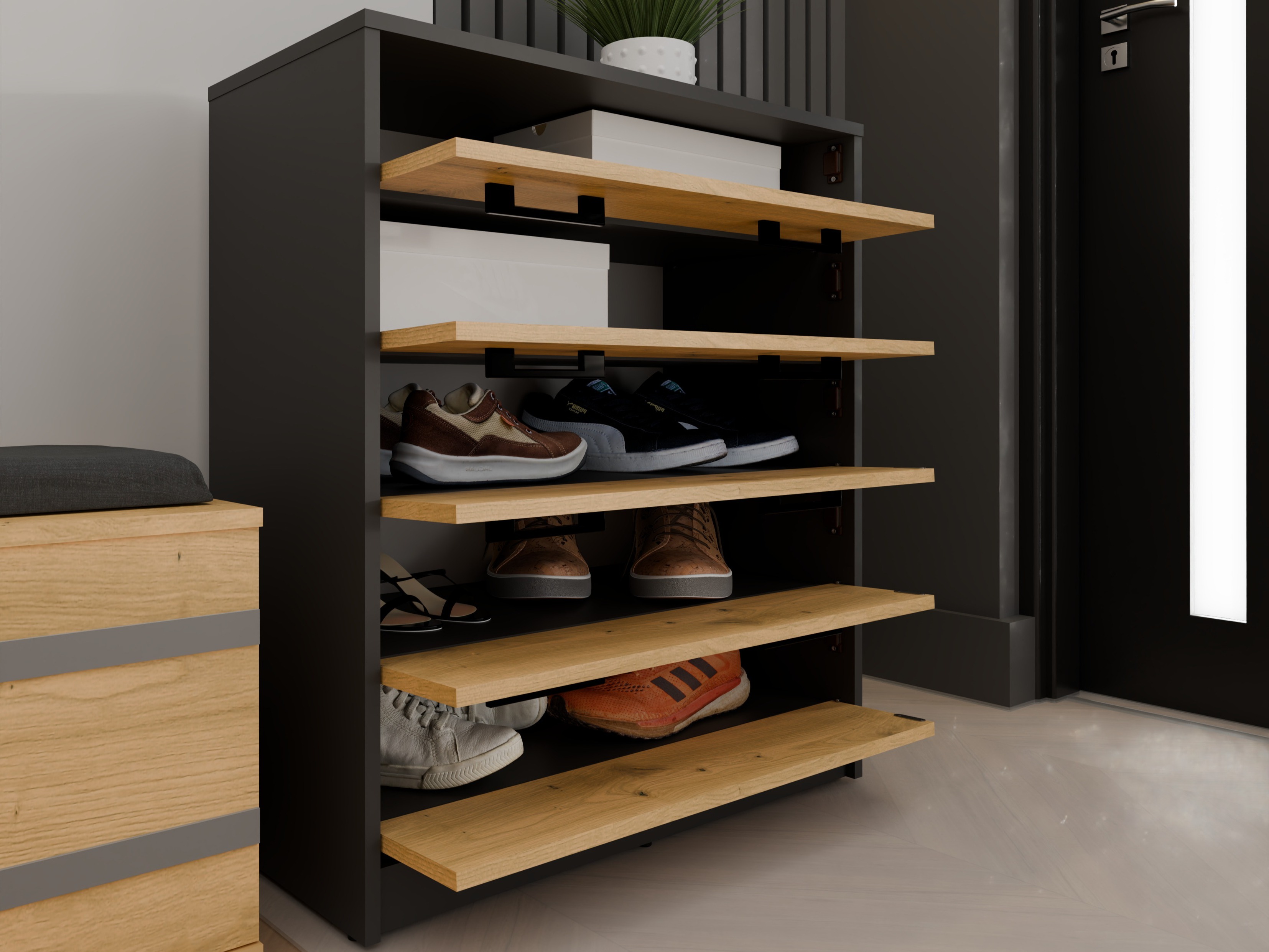 Scarpiera Mandeville 372 (Rovere Artisan + Antracite)