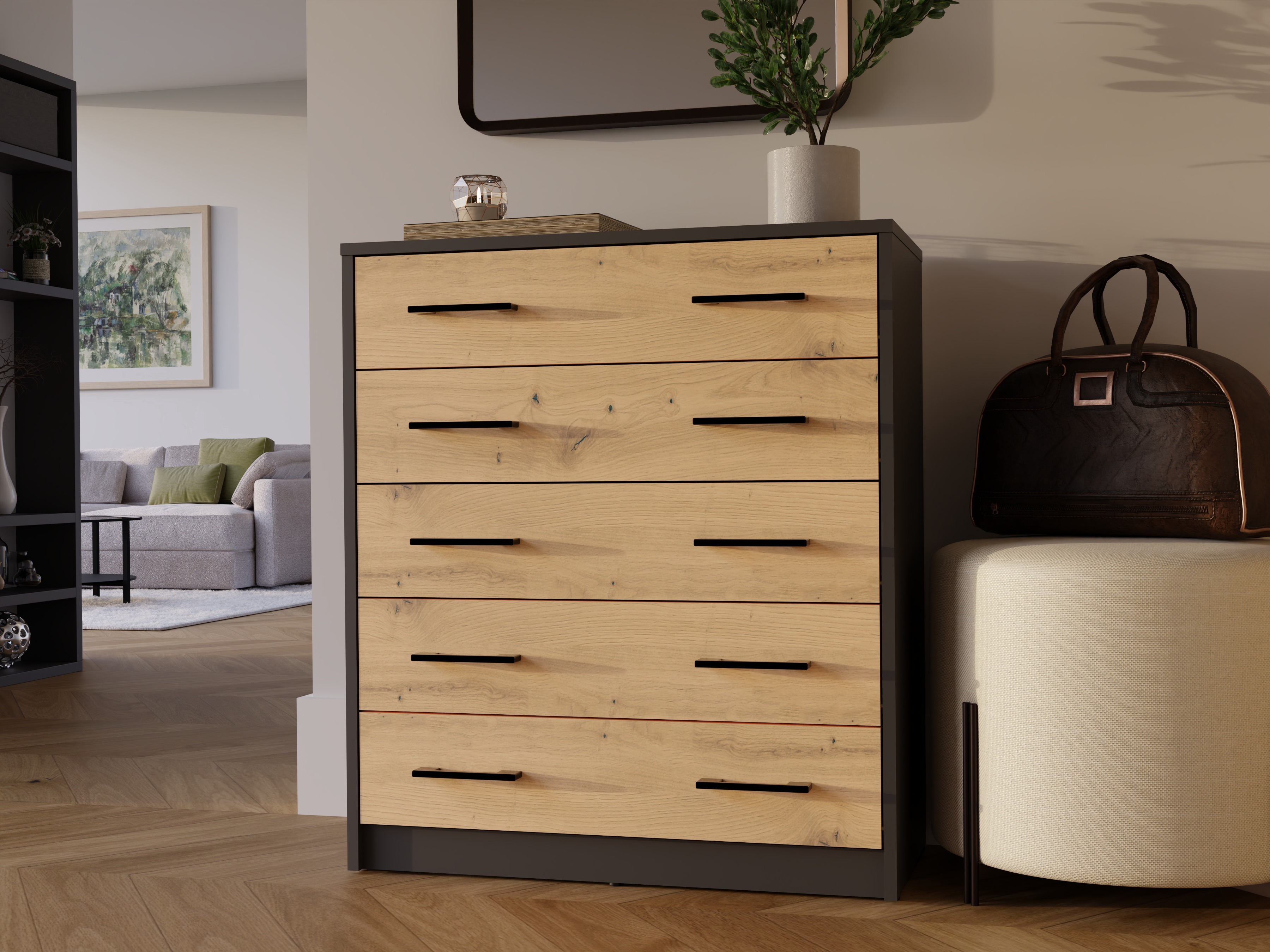 Scarpiera Mandeville 372 (Rovere Artisan + Antracite)