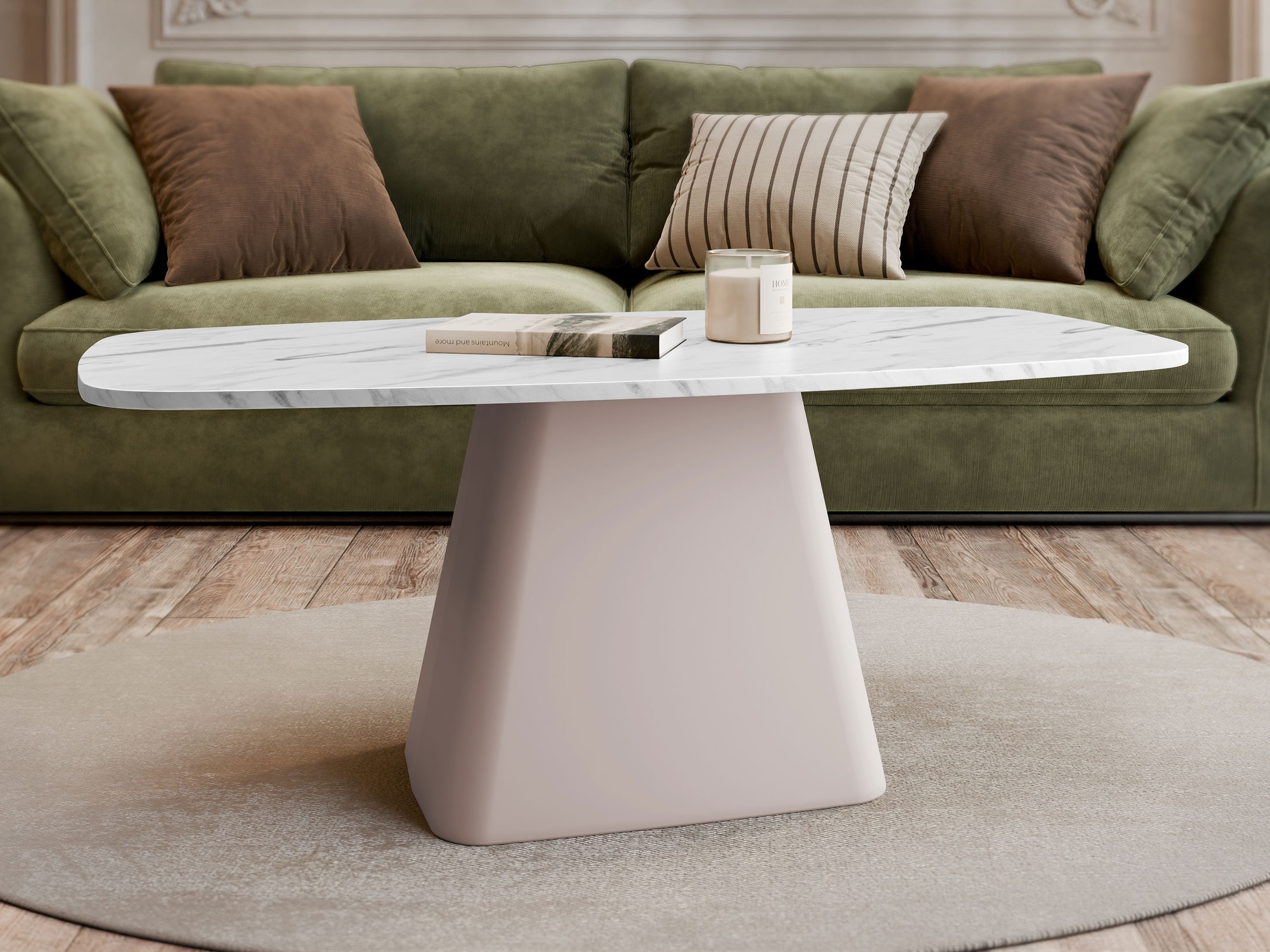 Tavolino da caffè Oswego 158 (Marmo bianco + Cachemire)