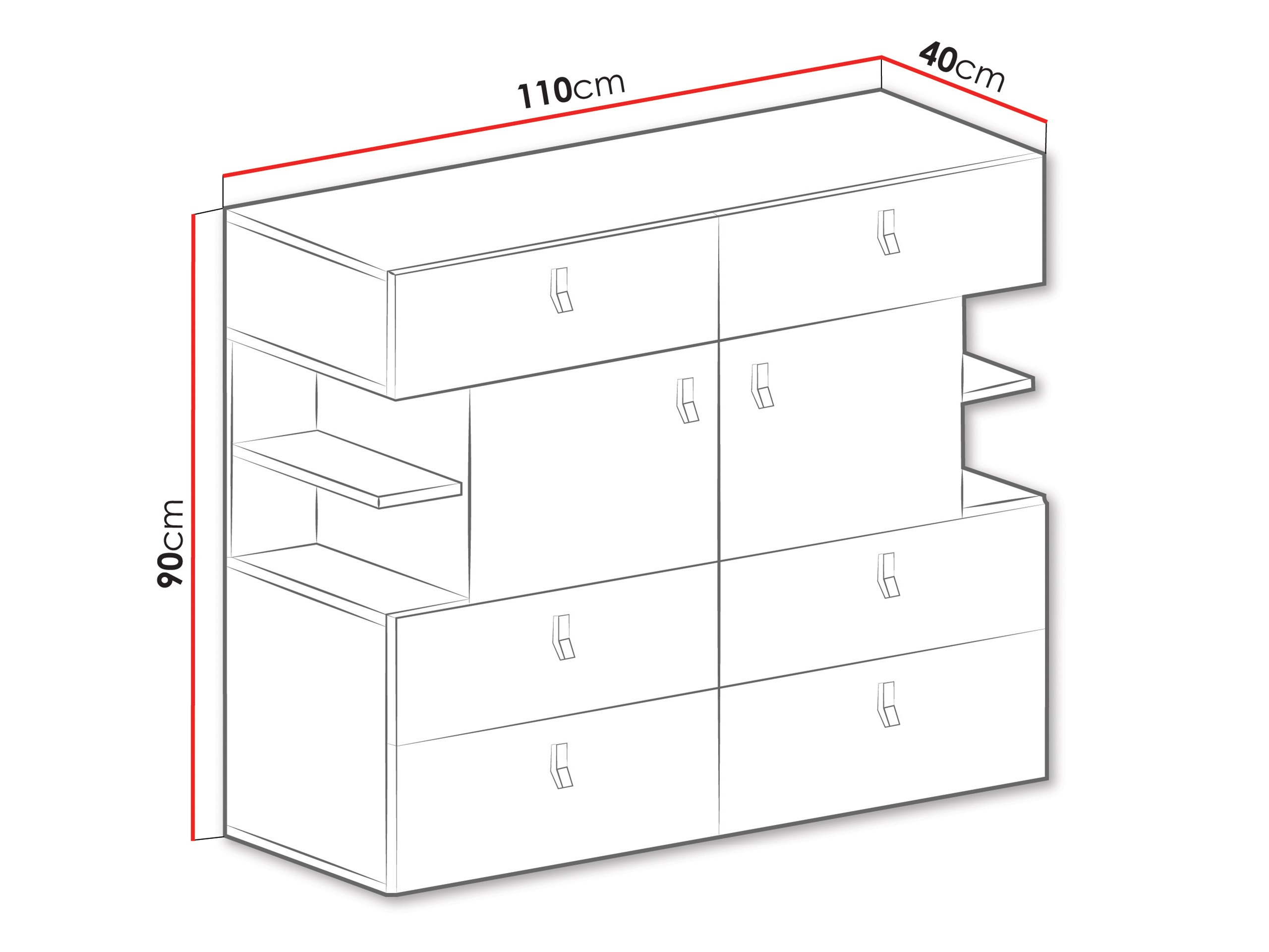 Cassettiera Camteso 106 (Bianco + Quercia + Turchese)