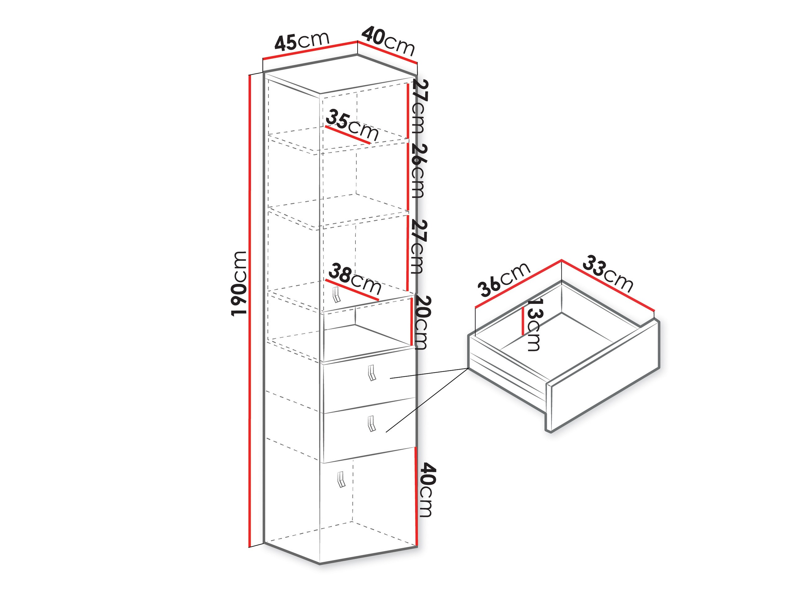 Scaffale Camteso 102 (Bianco + Quercia + Turchese)