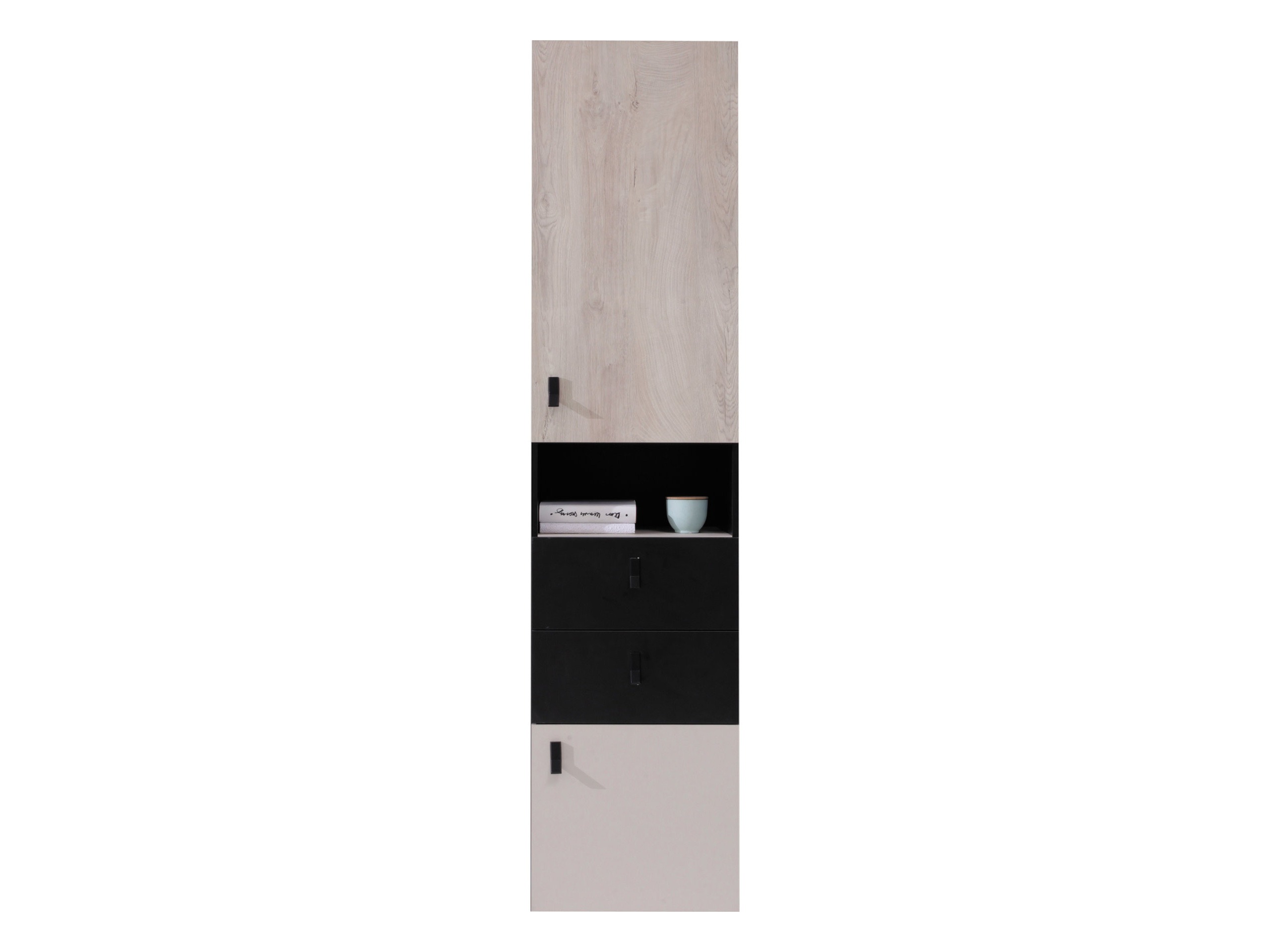 Scaffale Camteso 102 (Nero + Quercia + Beige)