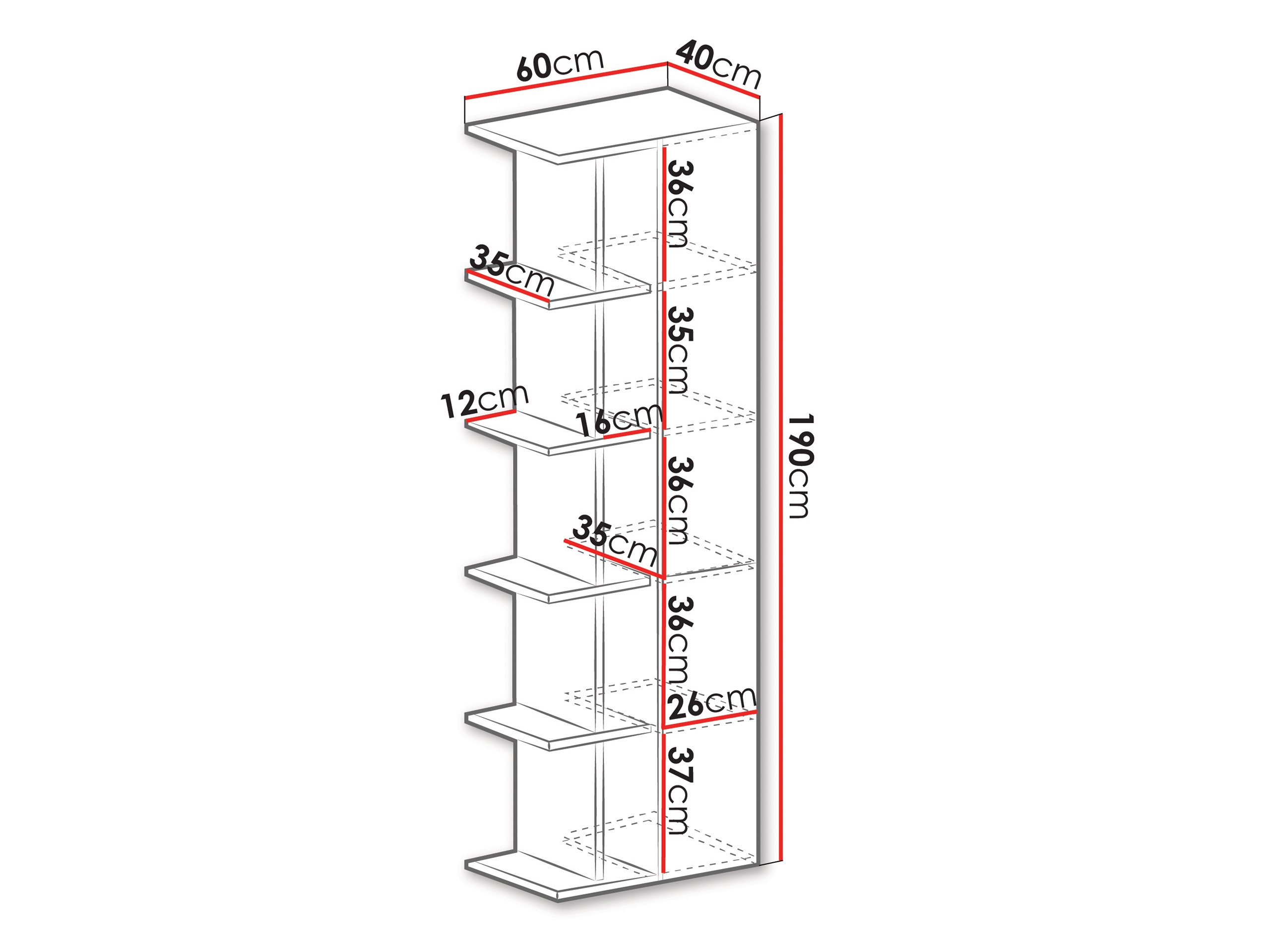 Scaffale Camteso 103 (Bianco + Quercia + Turchese)