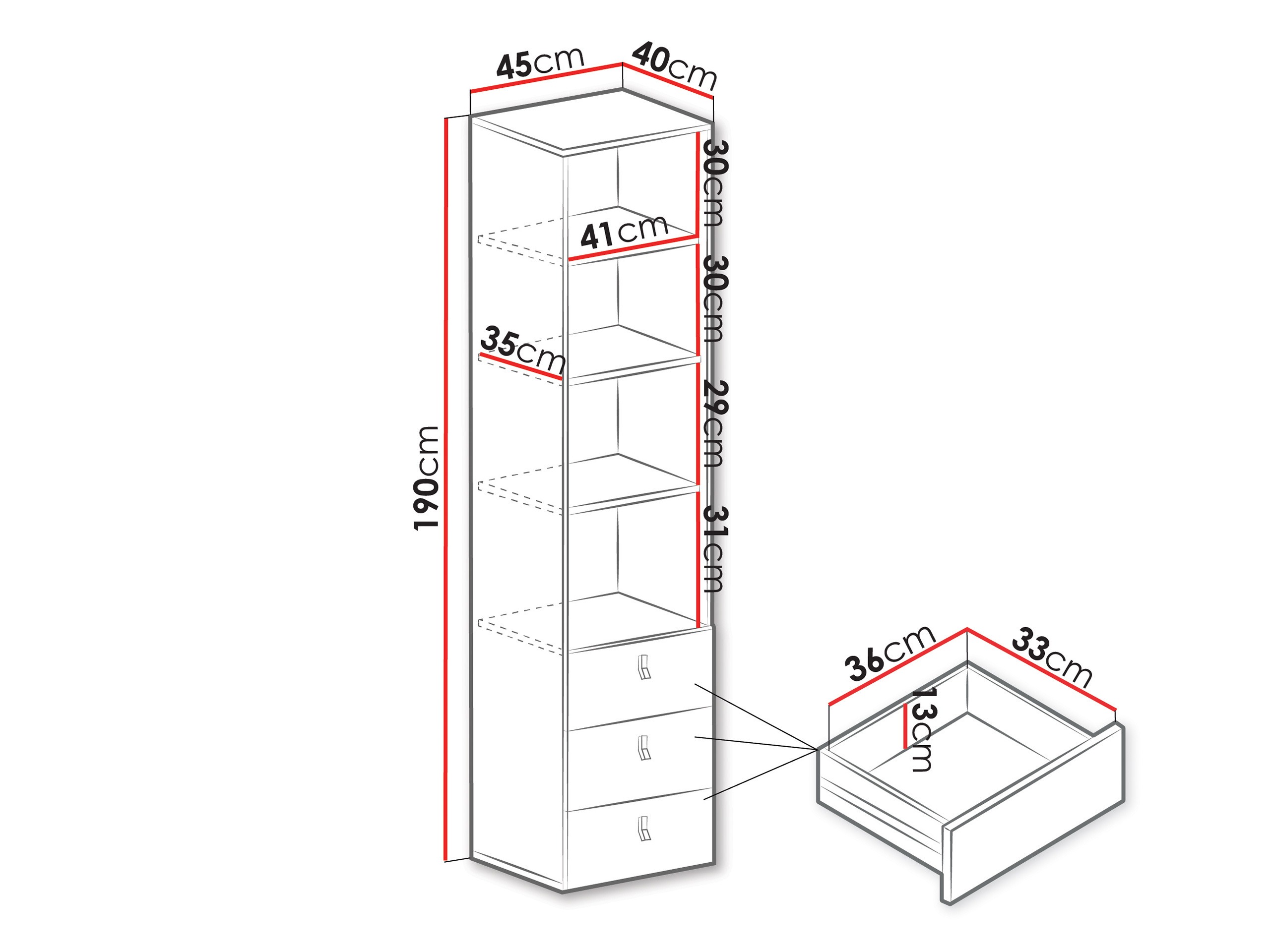 Scaffale Camteso 104 (Bianco + Quercia + Turchese)