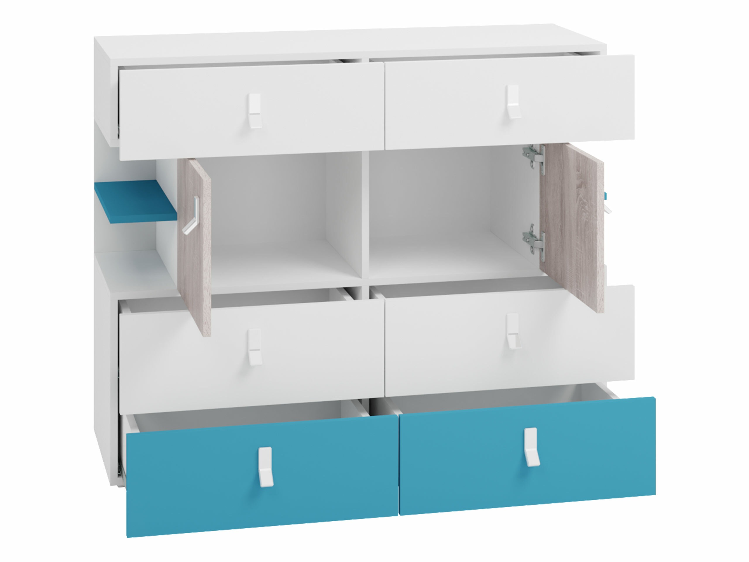 Cassettiera Camteso 106 (Nero + Quercia + Beige)