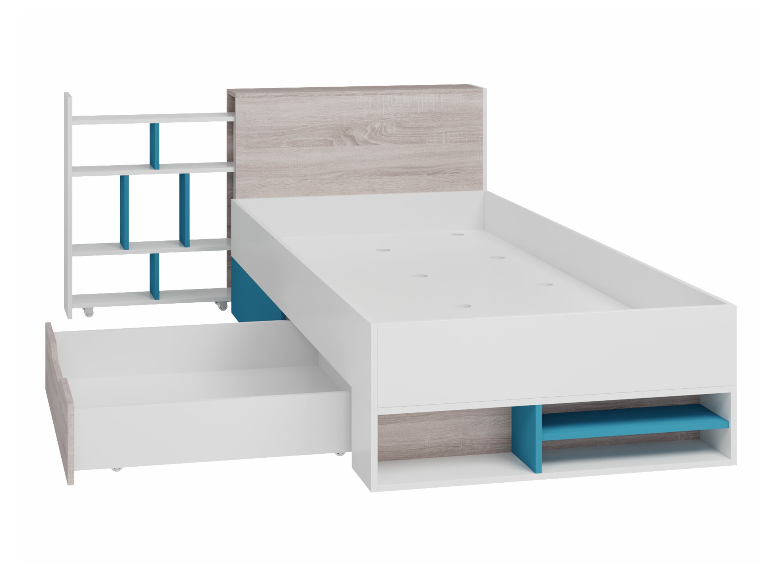 Letto Camteso 112 (Bianco + Quercia + Turchese)