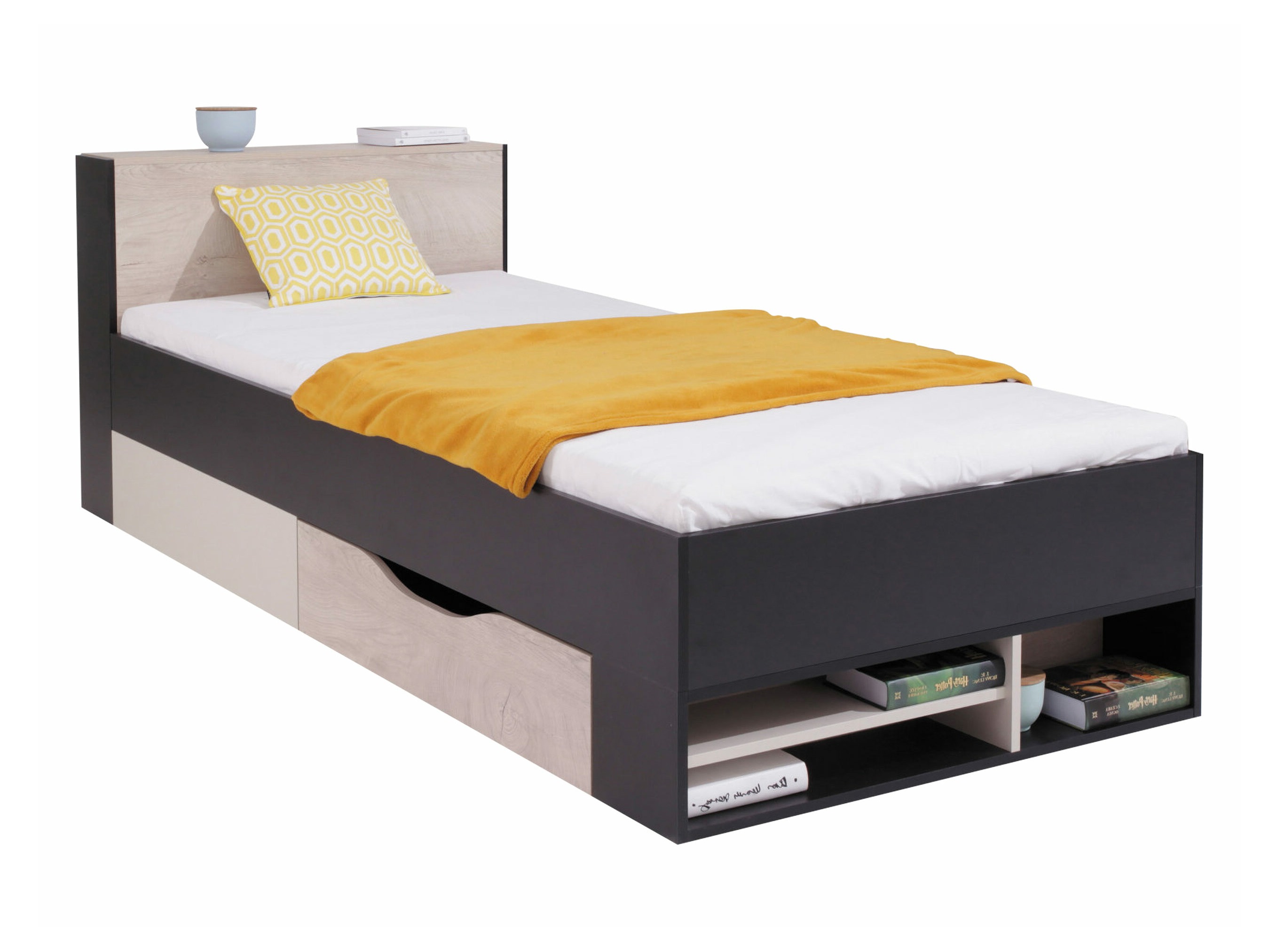Letto Camteso 112 (Nero + Quercia + Beige)