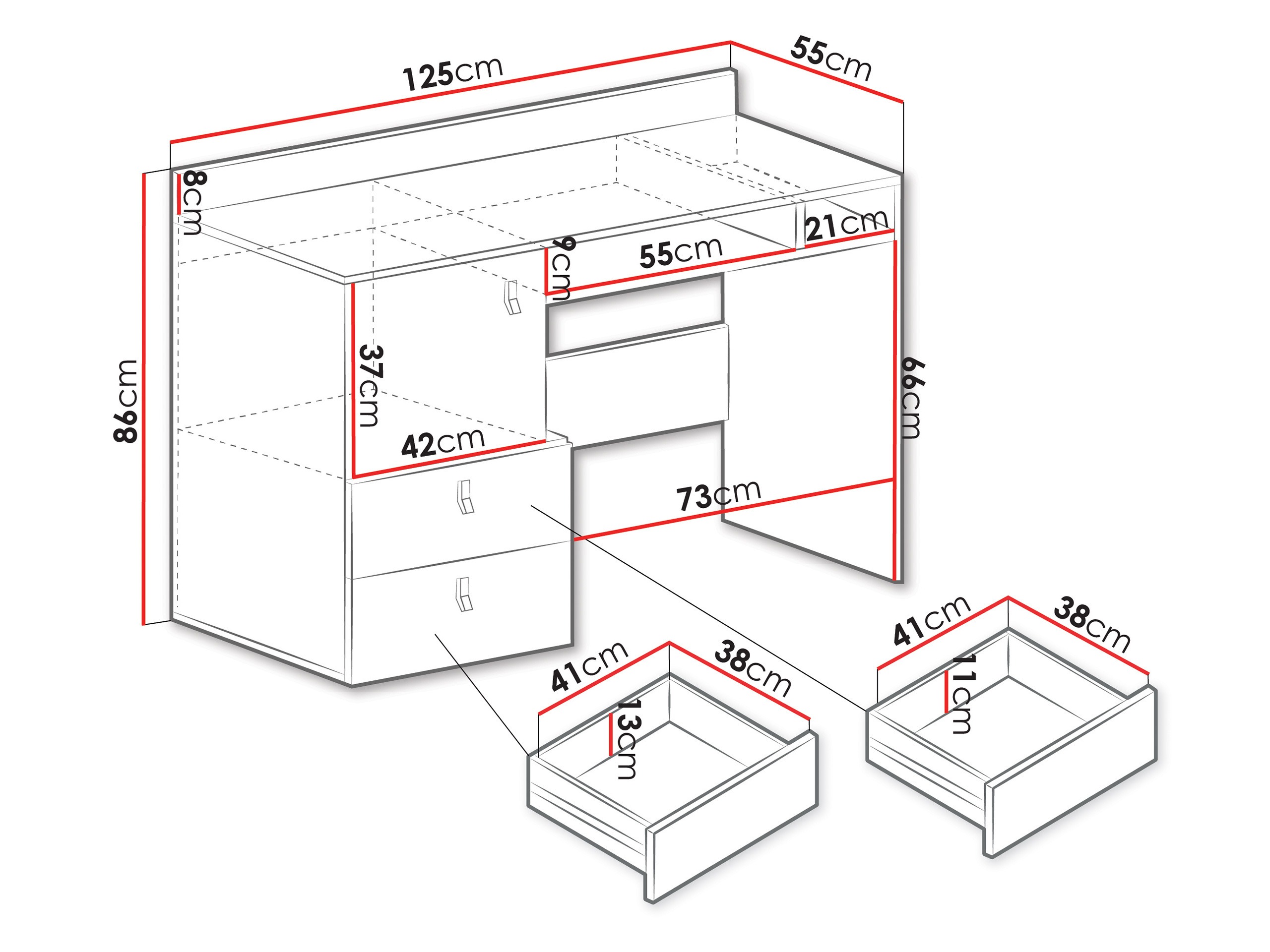 Scrivania da ufficio Camteso 107 (Bianco + Quercia + Turchese)