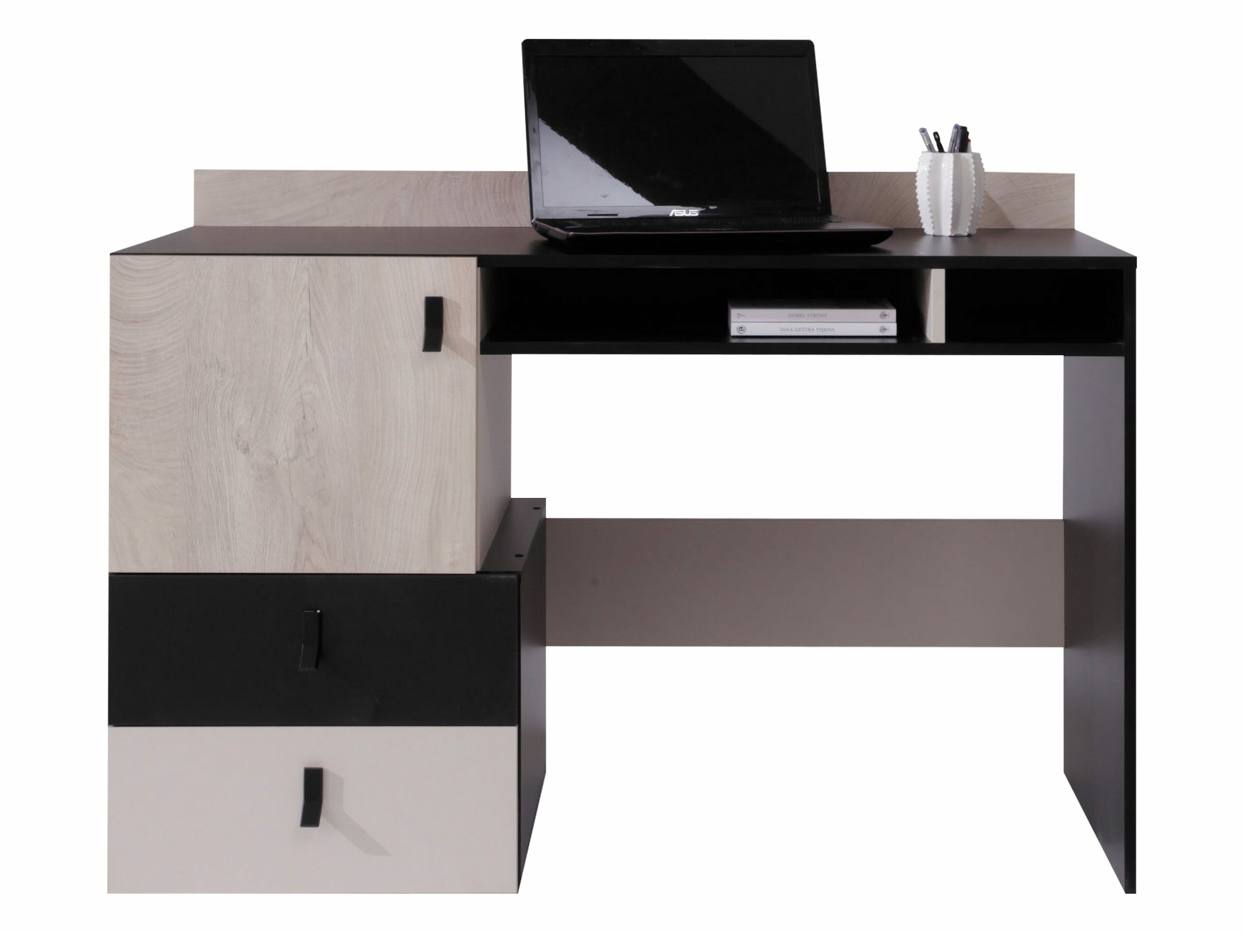 Scrivania da ufficio Camteso 107 (Nero + Quercia + Beige)