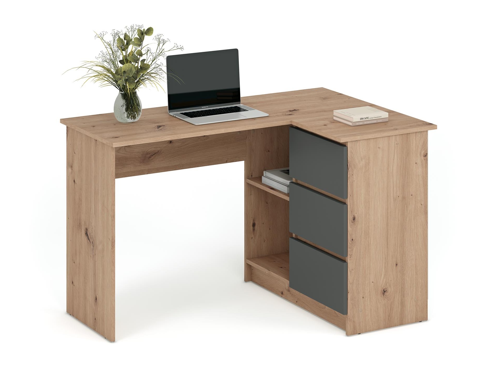 Scrivanie angolare Houston 1950 (Grafite + Rovere Artisan)