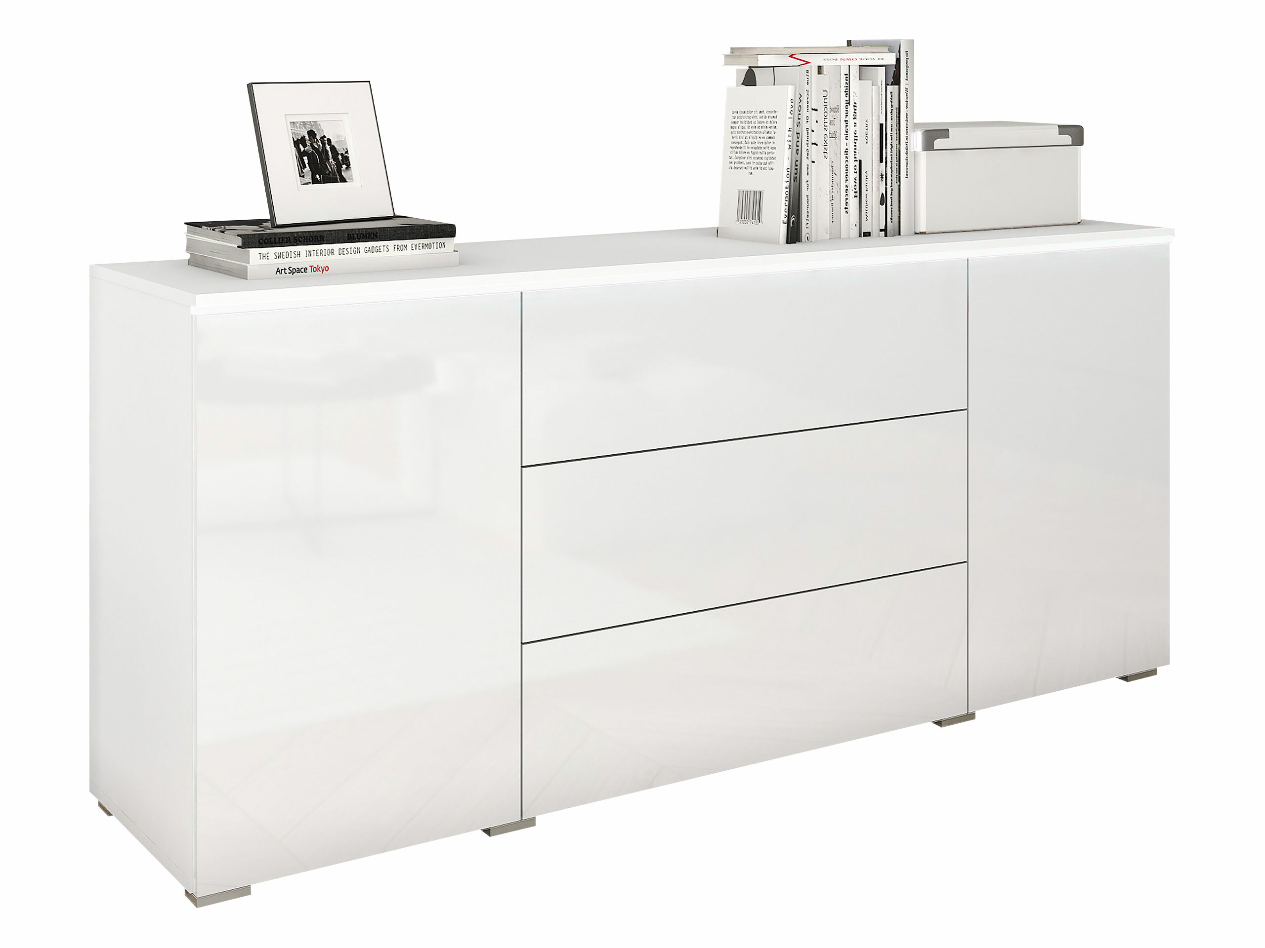 Cassettiera Mirfivo 102 (Bianco + Bianco lucido)