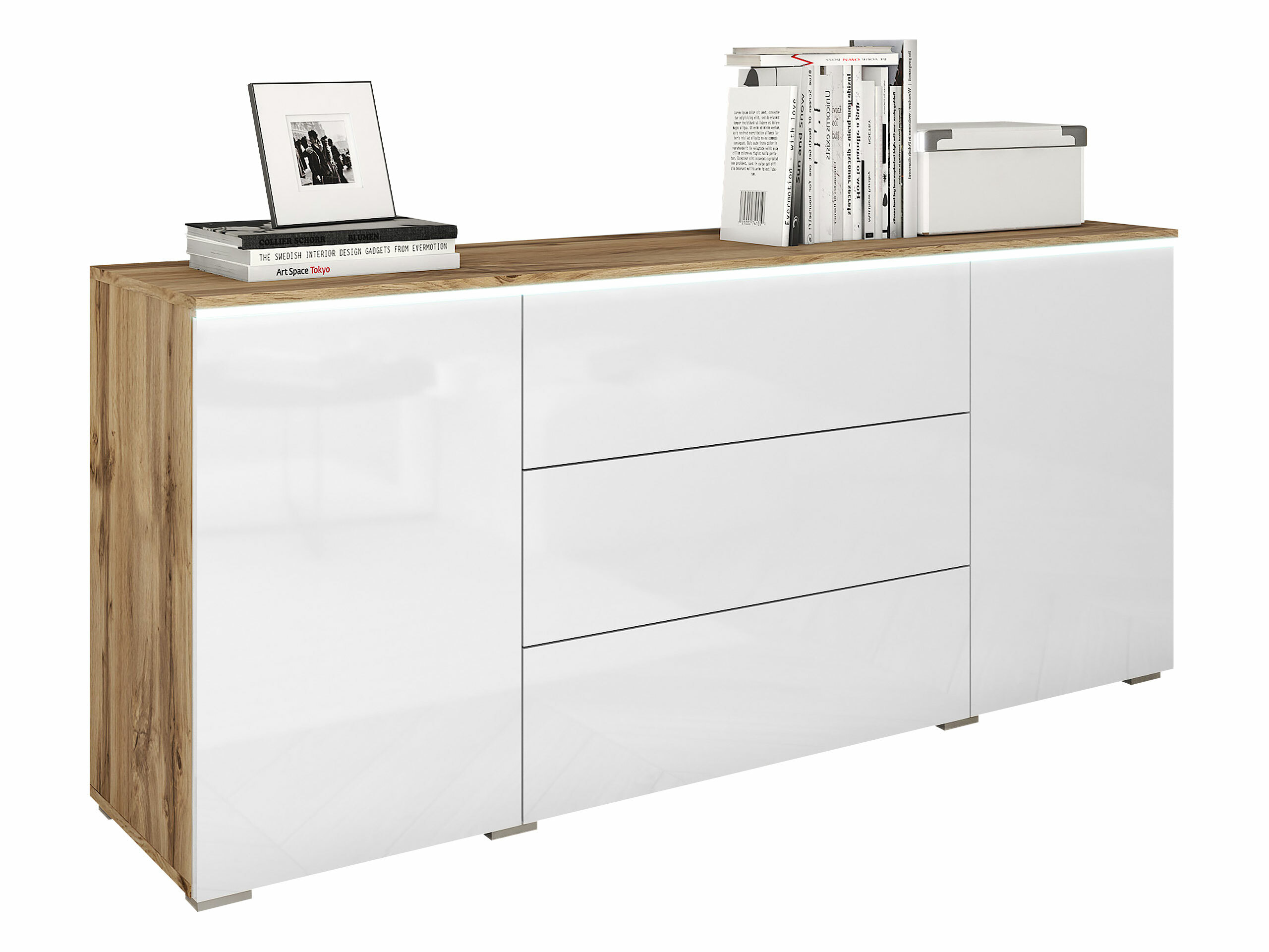 Cassettiera Mirfivo 102 (Quercia di Wotan + Bianco lucido)
