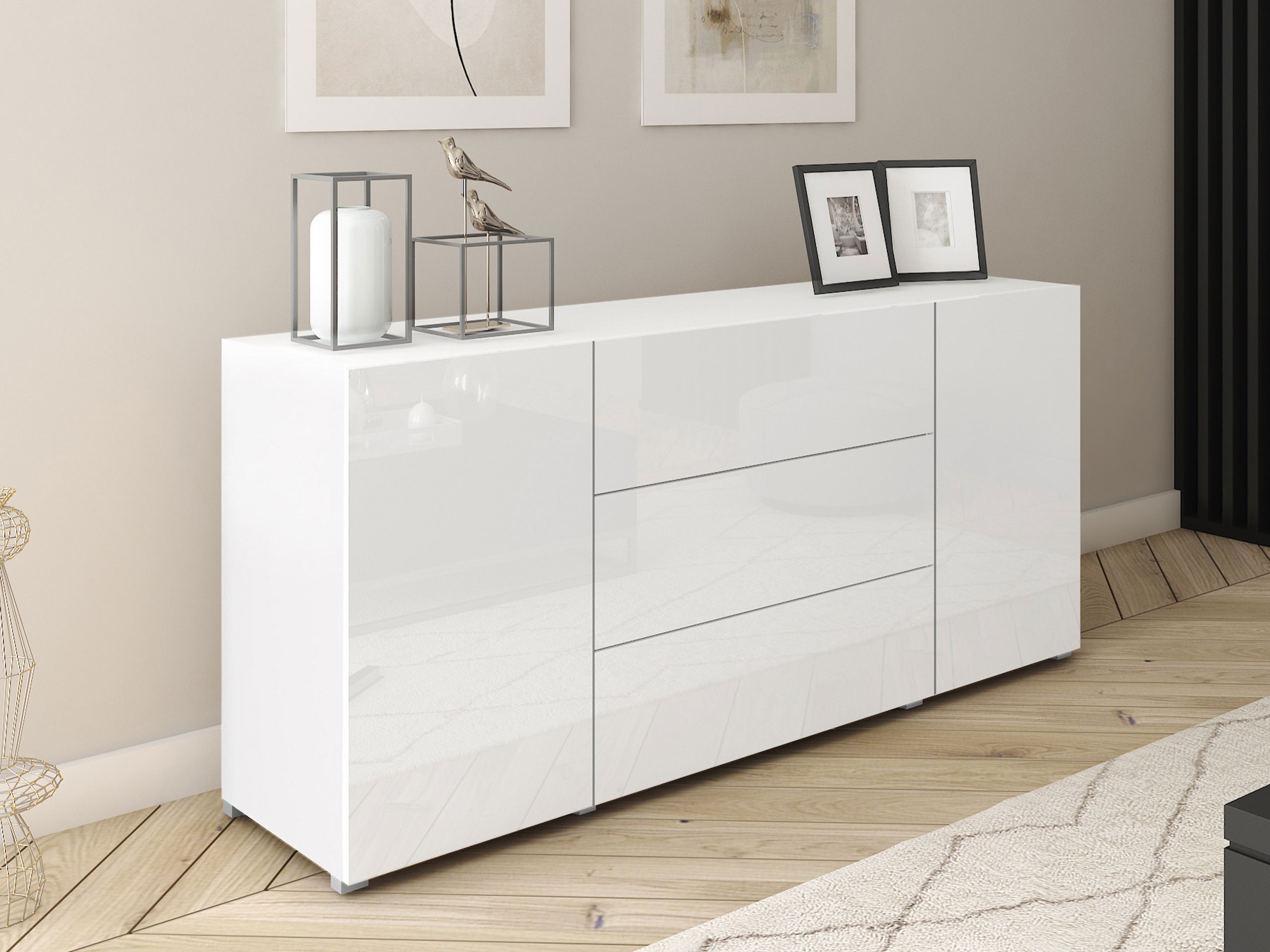 Cassettiera Sarasota 191 (Bianco + Bianco lucido)