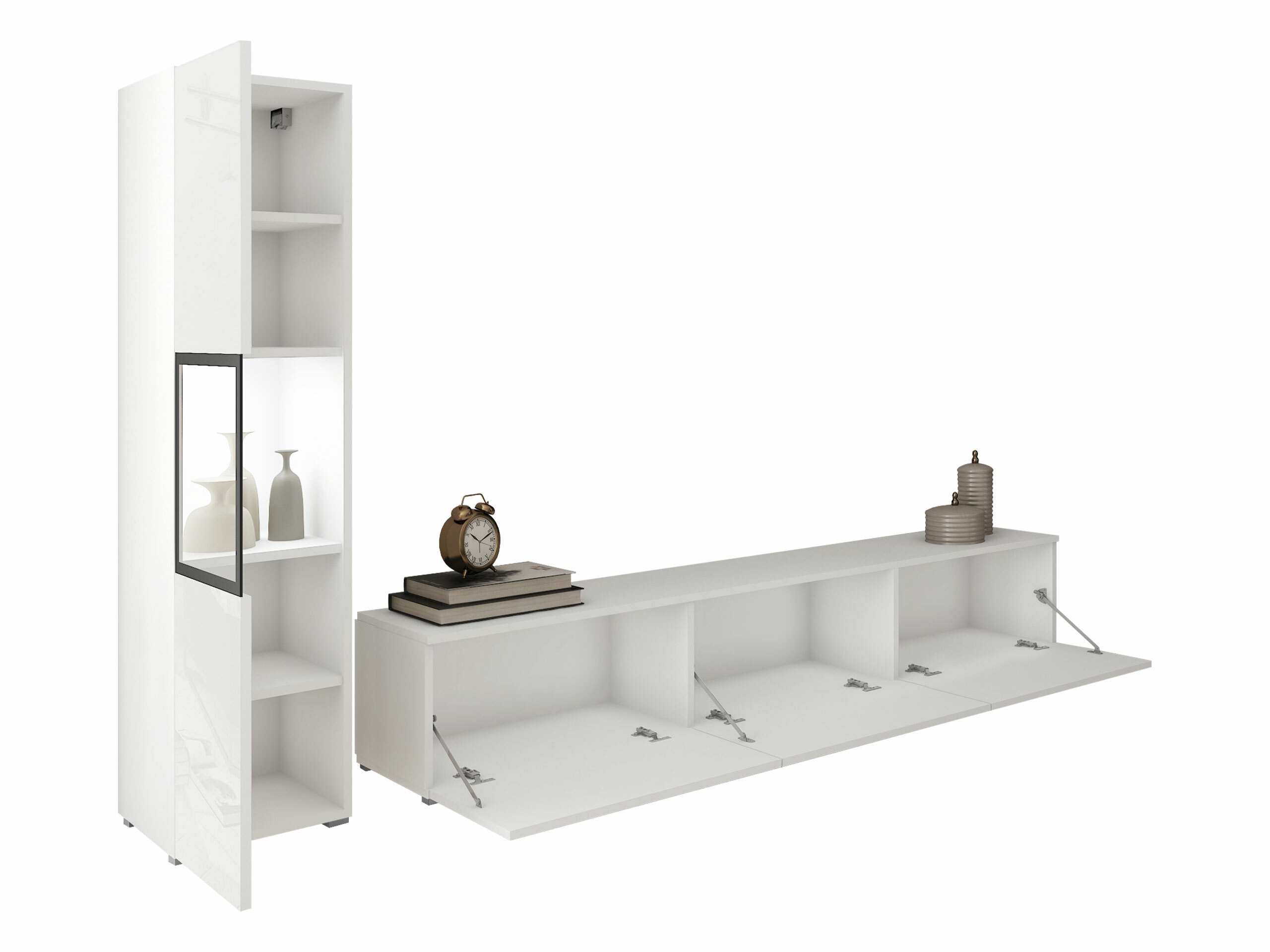 Parete attrezzata Sarasota 192 (Bianco + Bianco lucido)