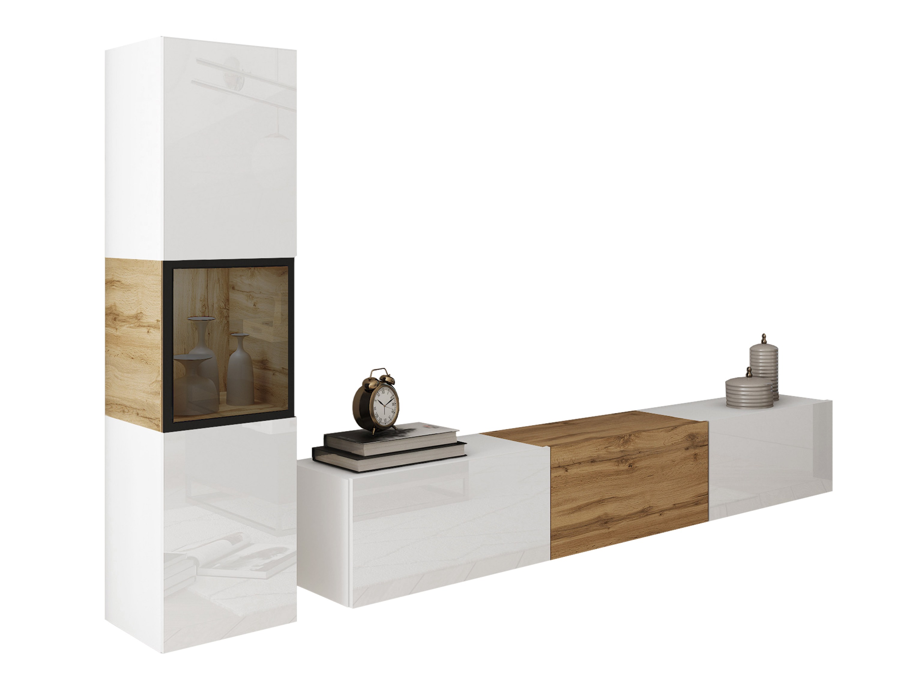 Parete attrezzata Sarasota 192 (Bianco + Quercia di Wotan)