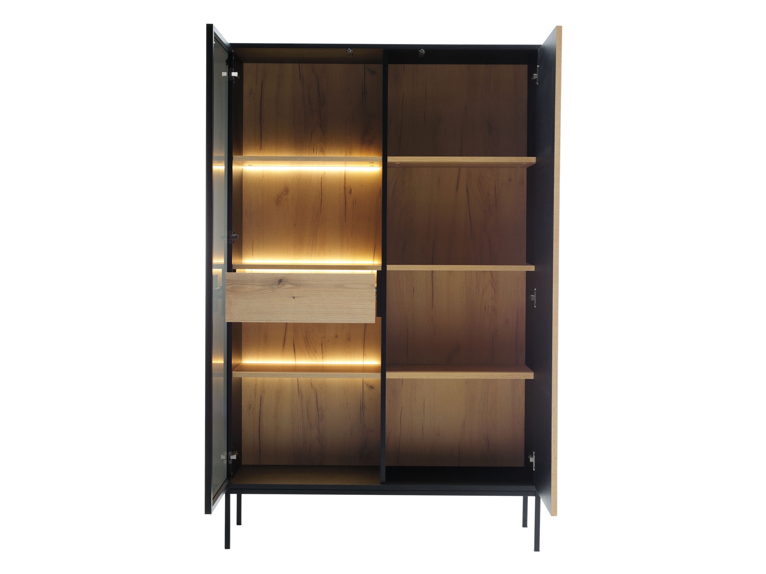 Parete attrezzata Manal (Nero + Quercia di Wotan)