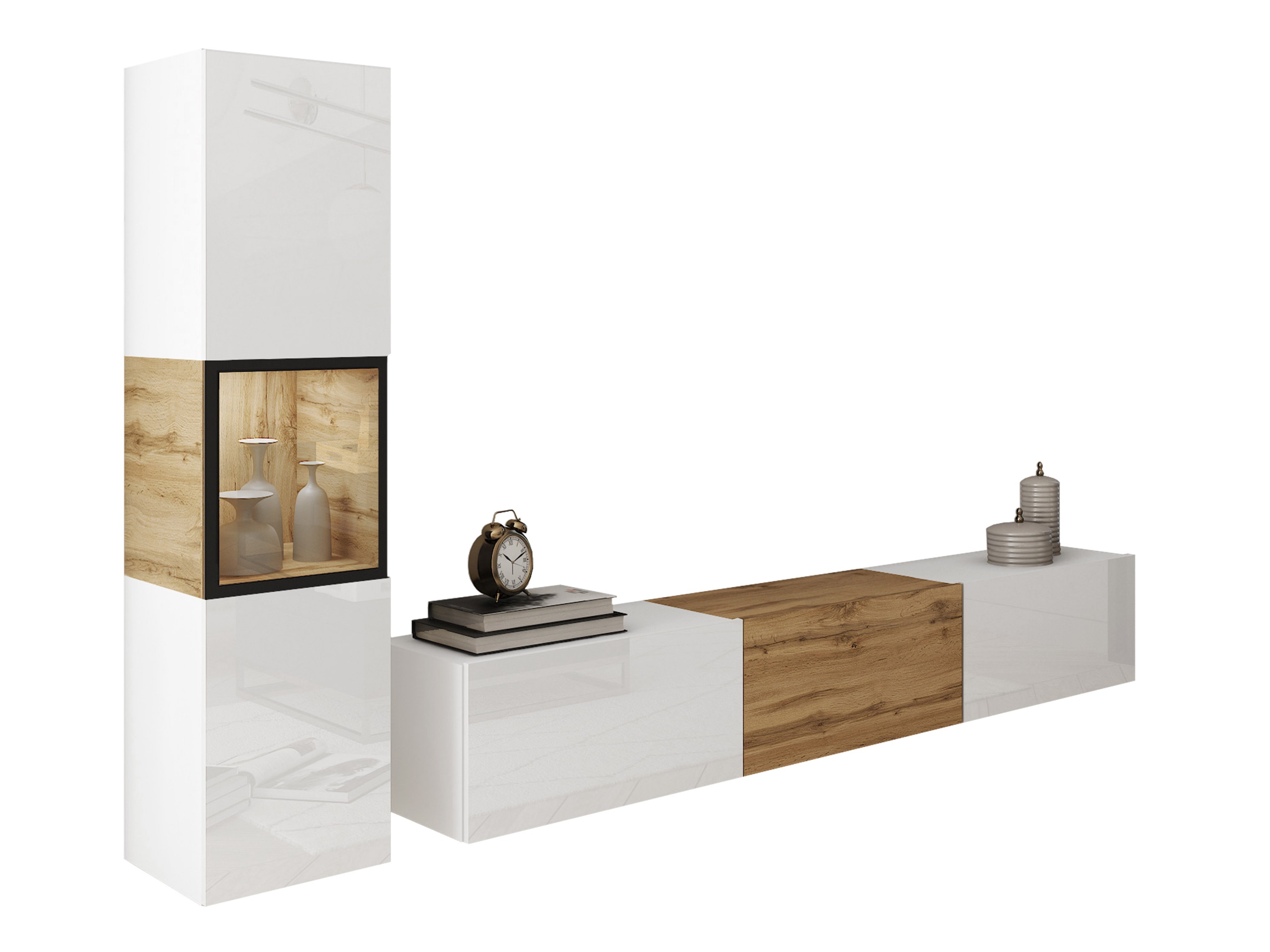 Parete attrezzata Sarasota 192 (Bianco + Quercia di Wotan)