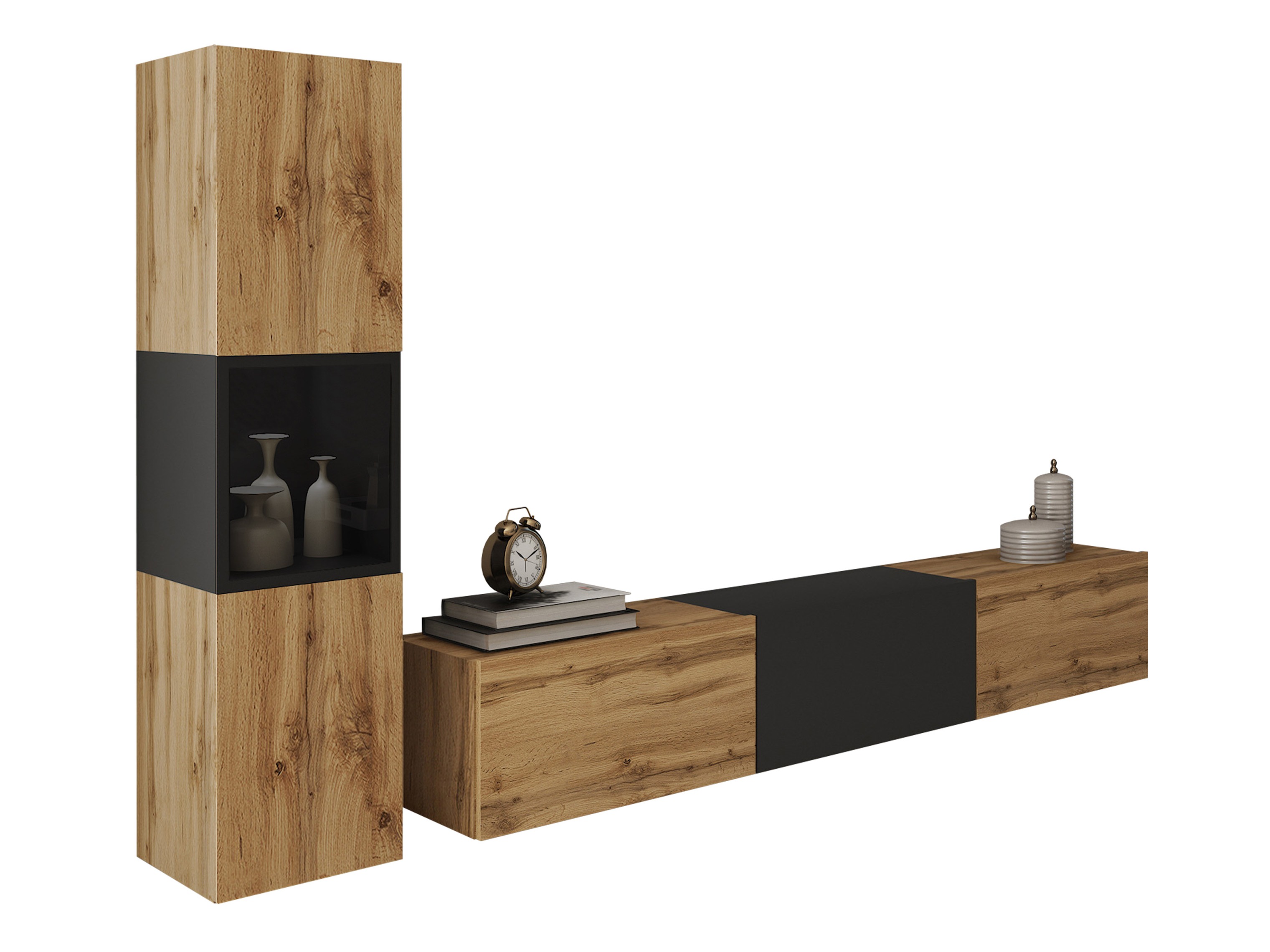 Parete attrezzata Sarasota 192 (Quercia di Wotan + Grafite)