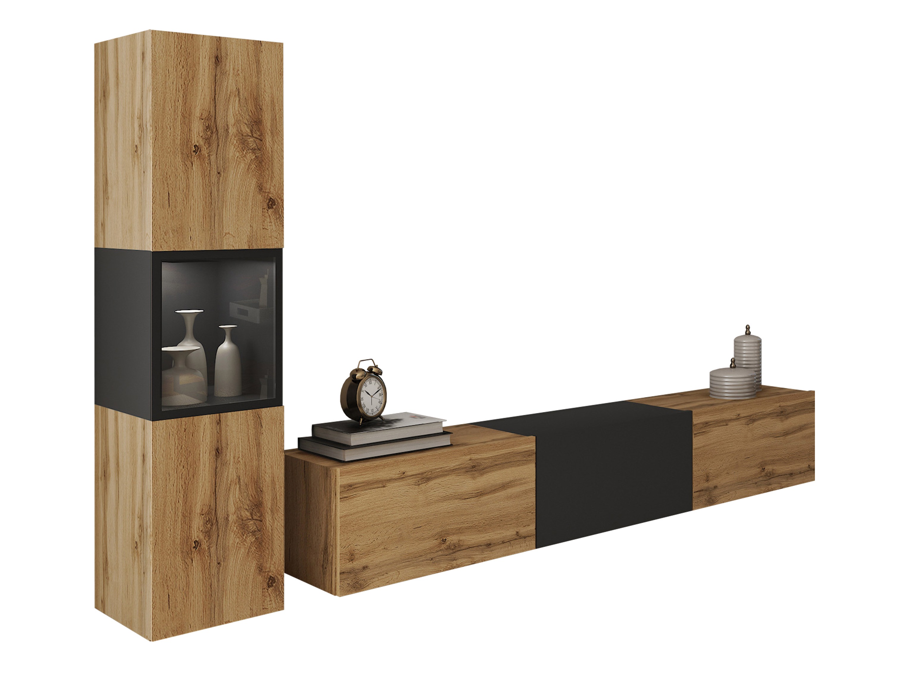 Parete attrezzata Sarasota 192 (Quercia di Wotan + Grafite)