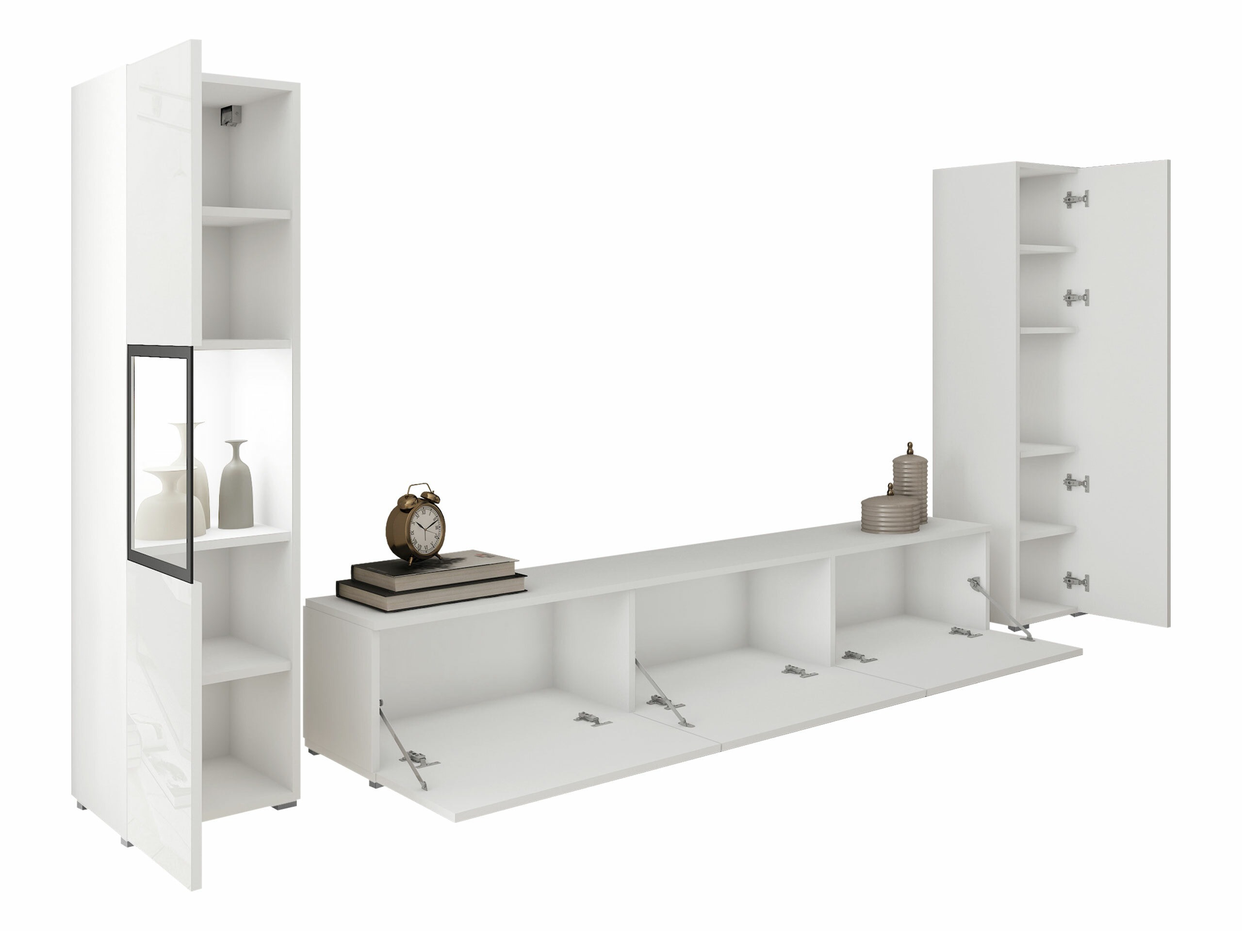 Parete attrezzata Sarasota 193 (Bianco + Bianco lucido)