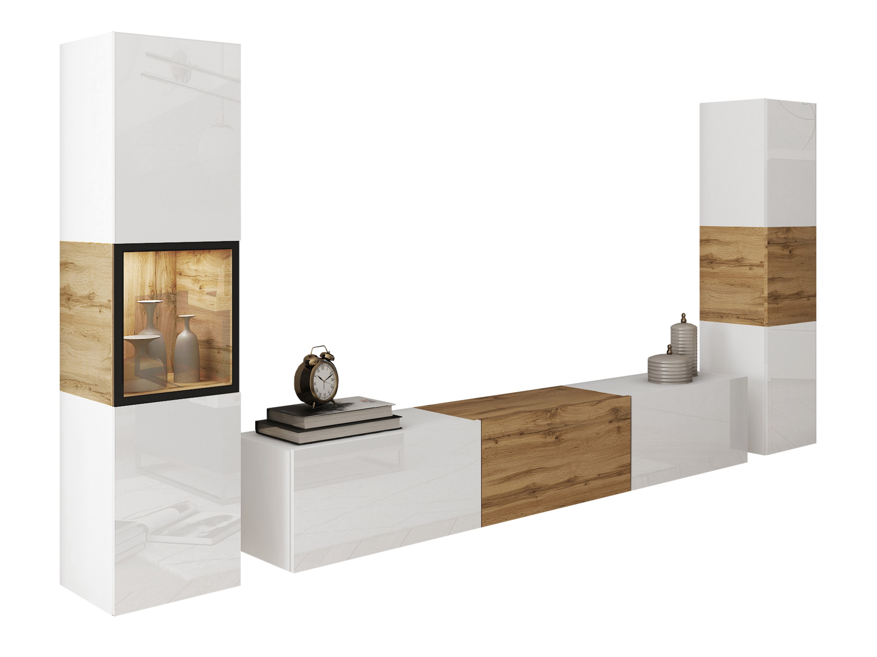 Parete attrezzata Sarasota 193 (Bianco + Quercia di Wotan)