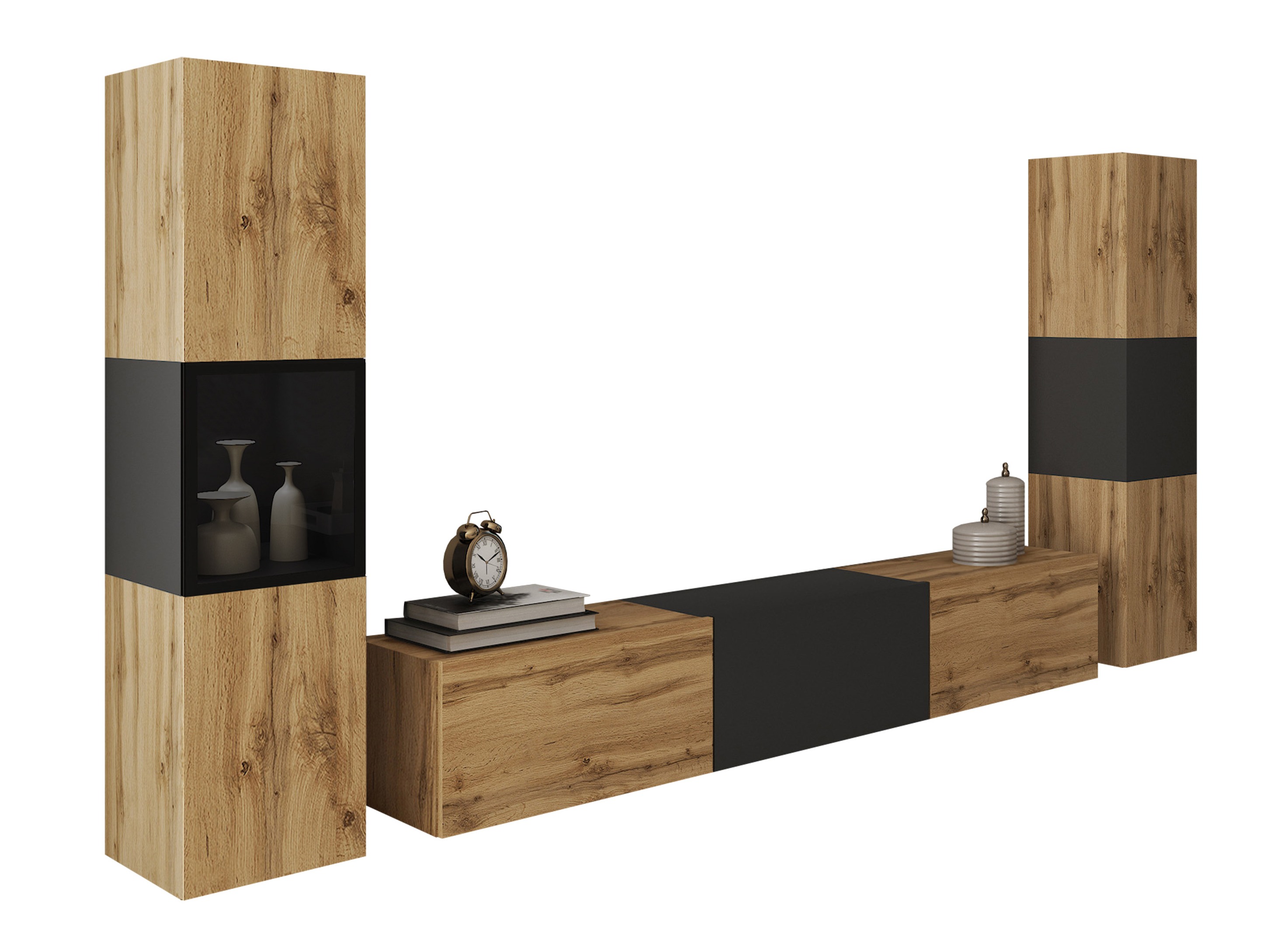 Parete attrezzata Sarasota 193 (Quercia di Wotan + Grafite)