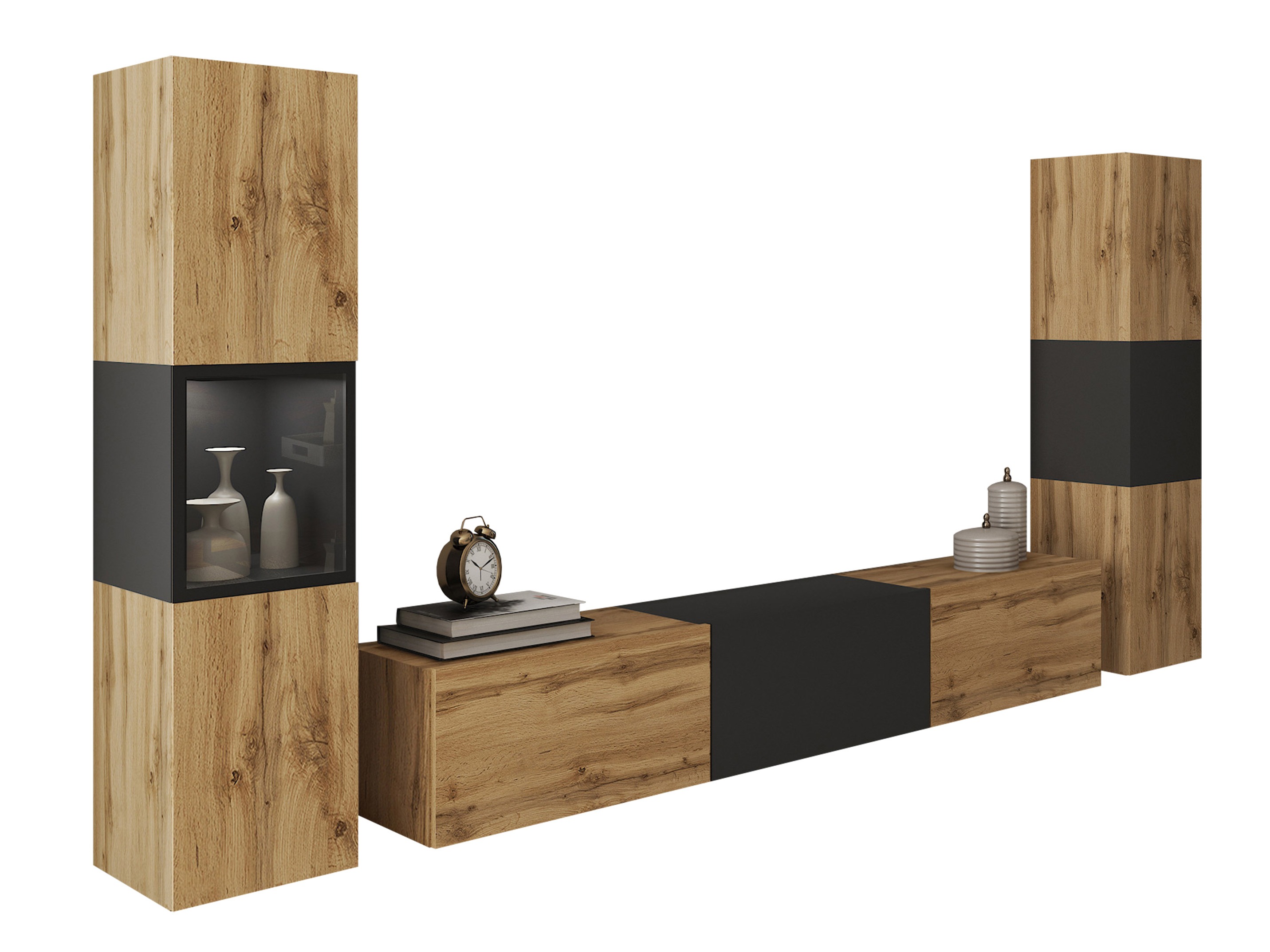 Parete attrezzata Sarasota 193 (Quercia di Wotan + Grafite)