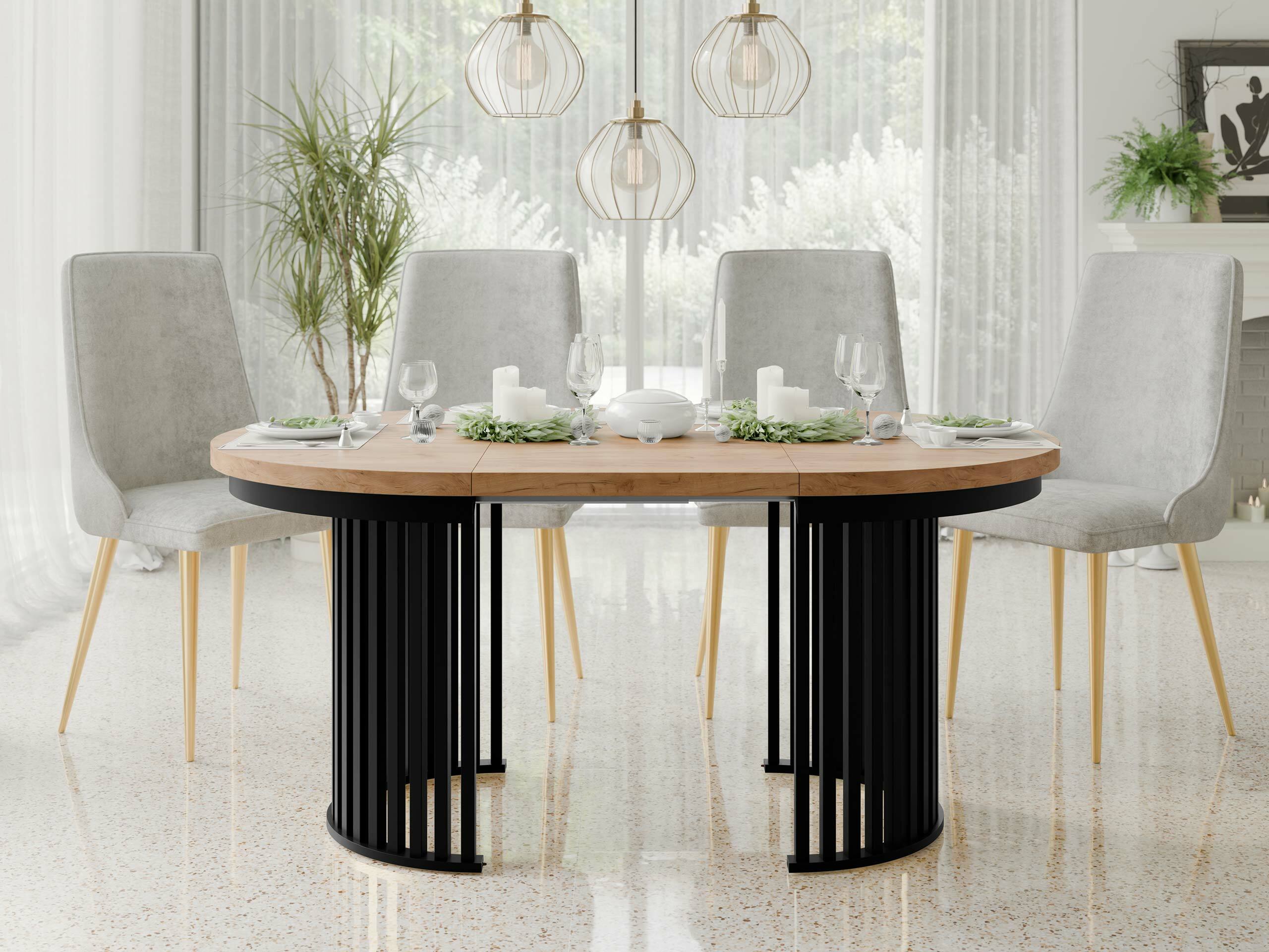 Tavolo Racine 145 (Quercia dorata artigianale + Nero)